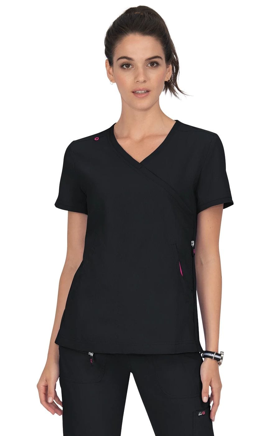 Koi Lite Philosophie Frauen 3-Taschen-Mock-Wrap Scrub Top