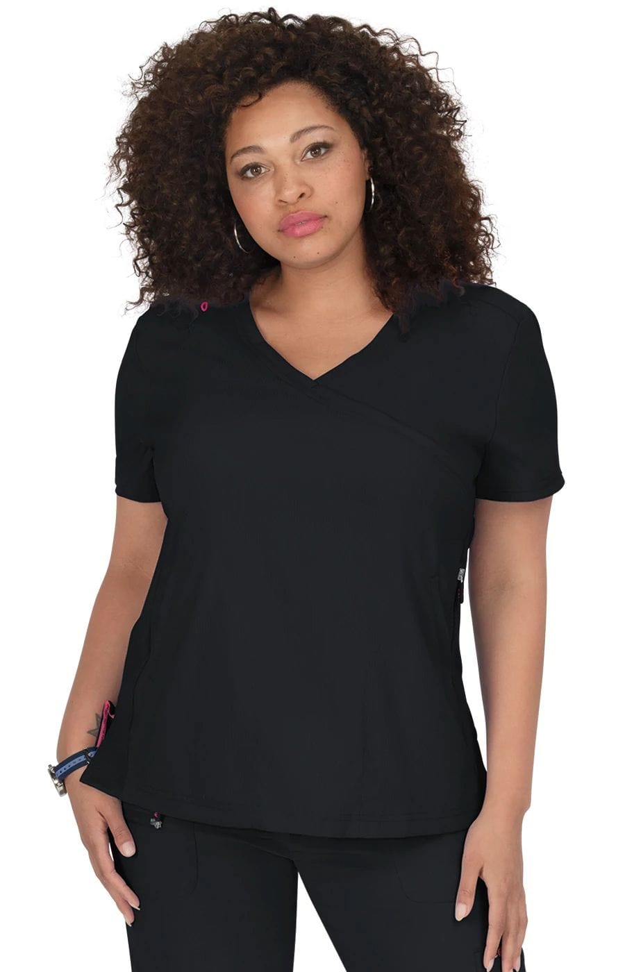 Koi Lite Philosophie Frauen 3-Taschen-Mock-Wrap Scrub Top