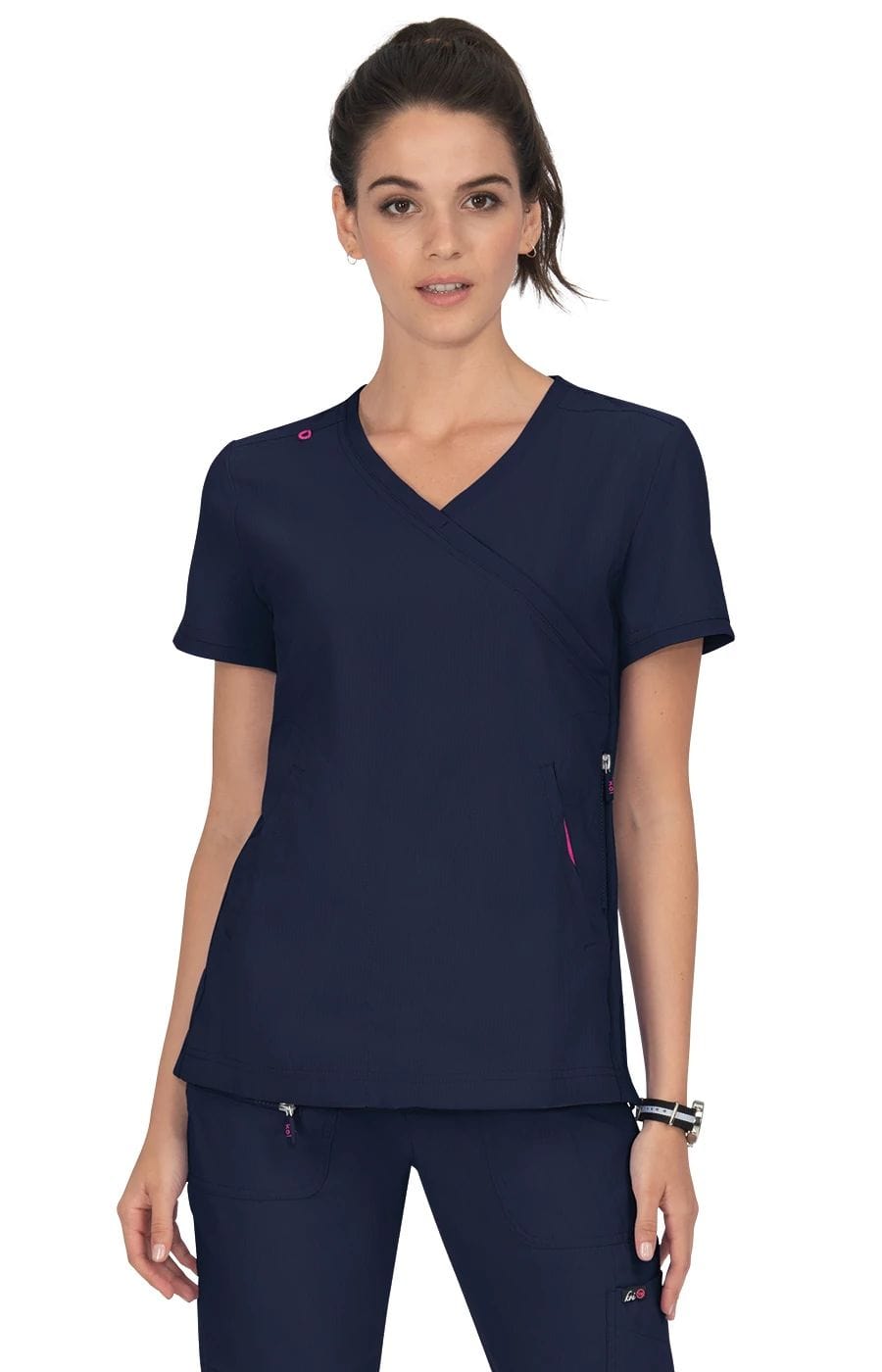 Koi Lite Philosophie Frauen 3-Taschen-Mock-Wrap Scrub Top