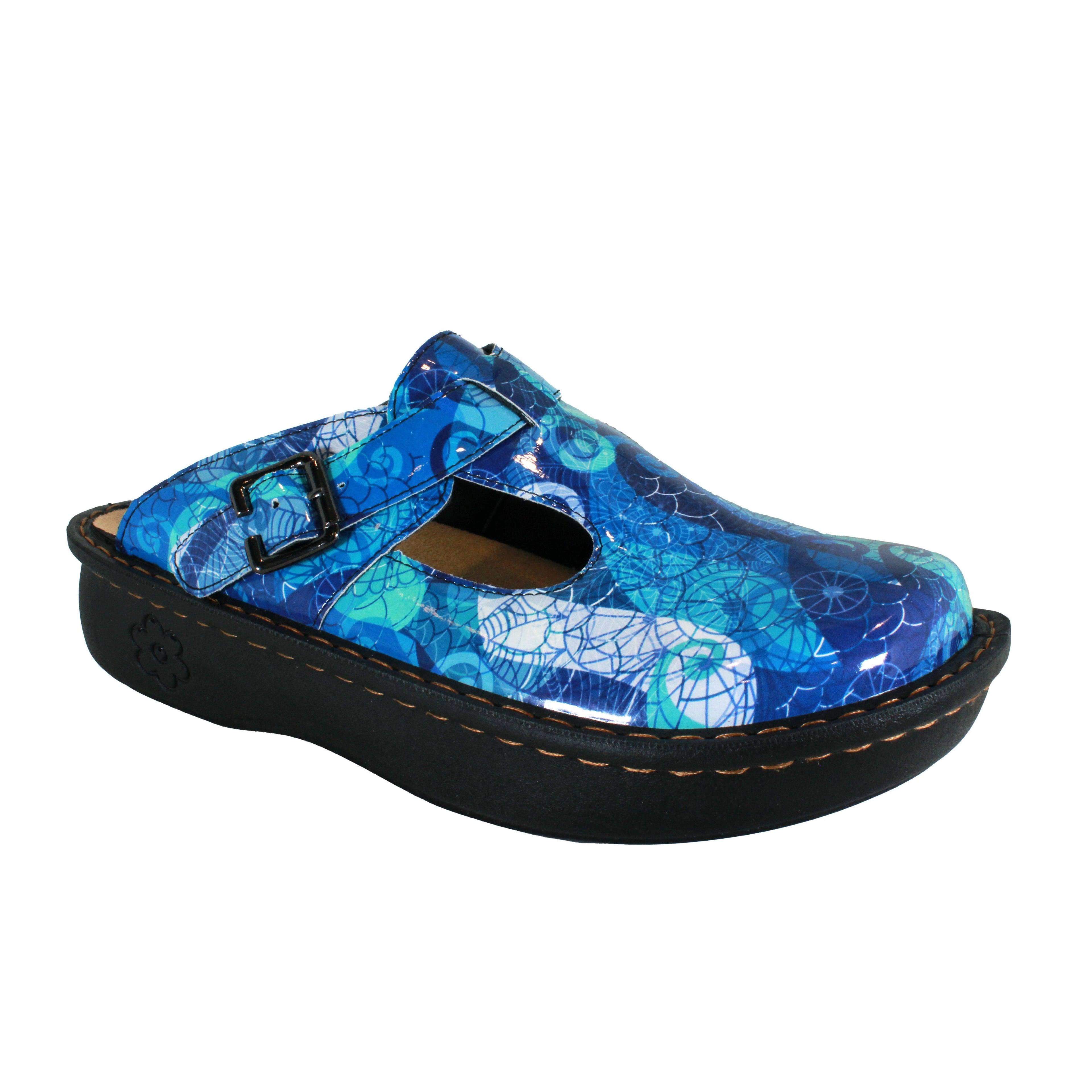 Sanosan Bella Comfort Slip-On Clogs im Blue Loop Druck