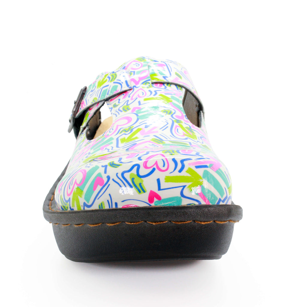 Sanosan Bella Comfort Slip-On Clogs im Herzen Scribble