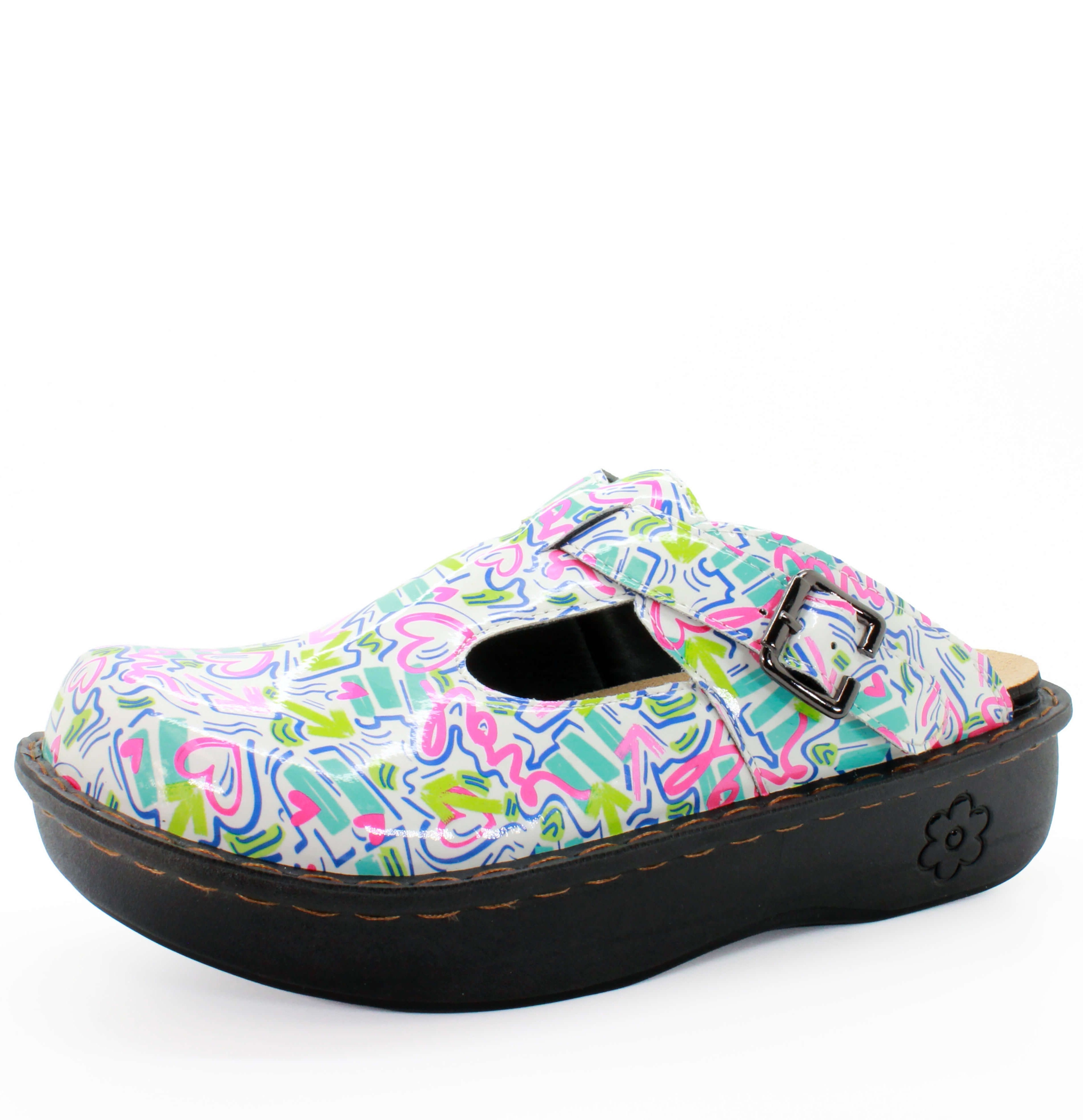 Sanosan Bella Comfort Slip-On Clogs im Herzen Scribble