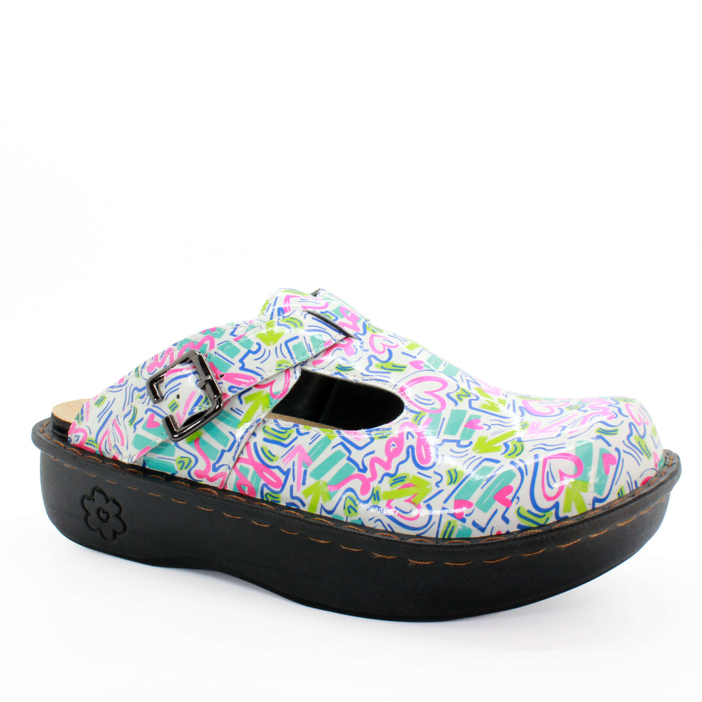 Sanosan Bella Comfort Slip-On Clogs im Herzen Scribble