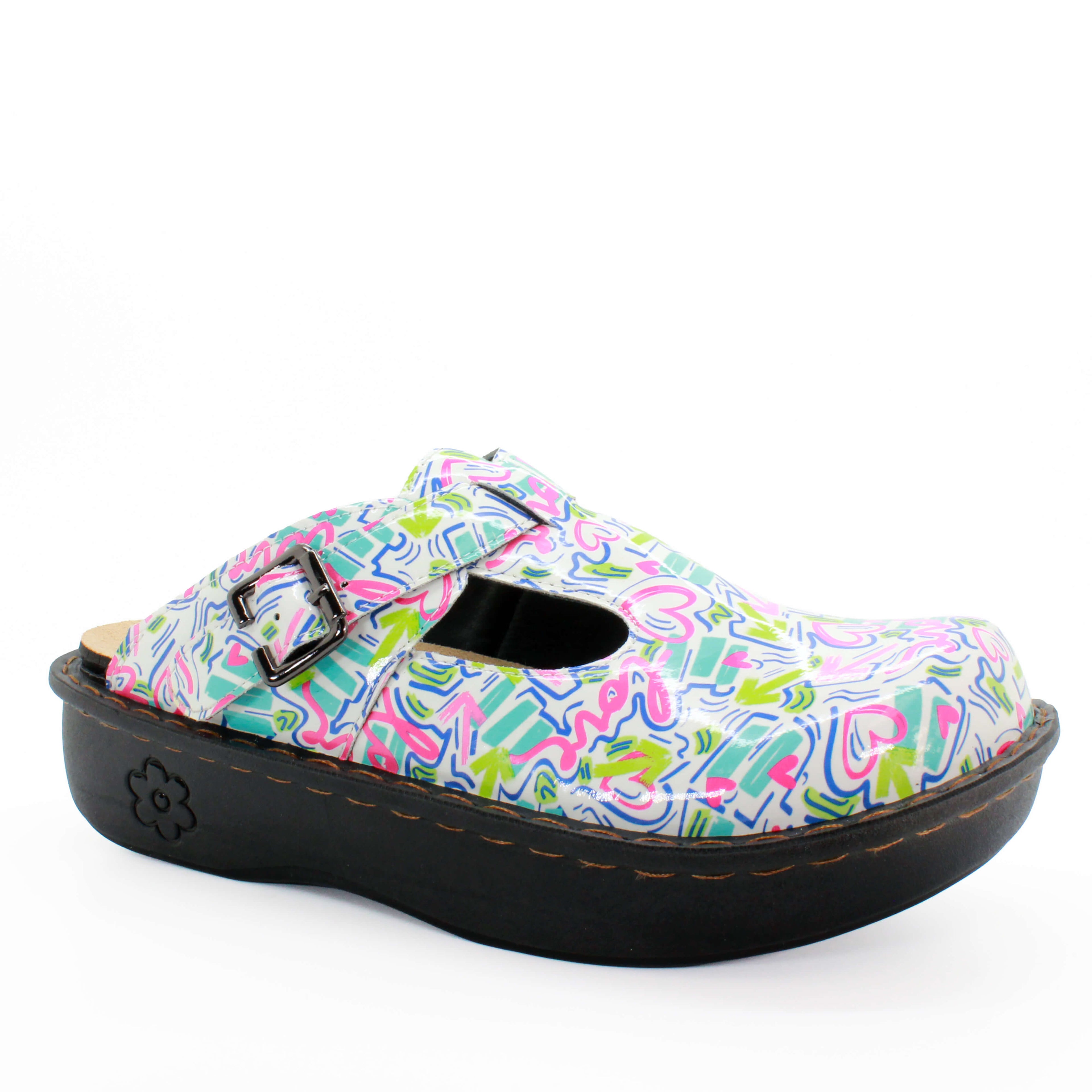 Sanosan Bella Comfort Slip-On Clogs im Herzen Scribble