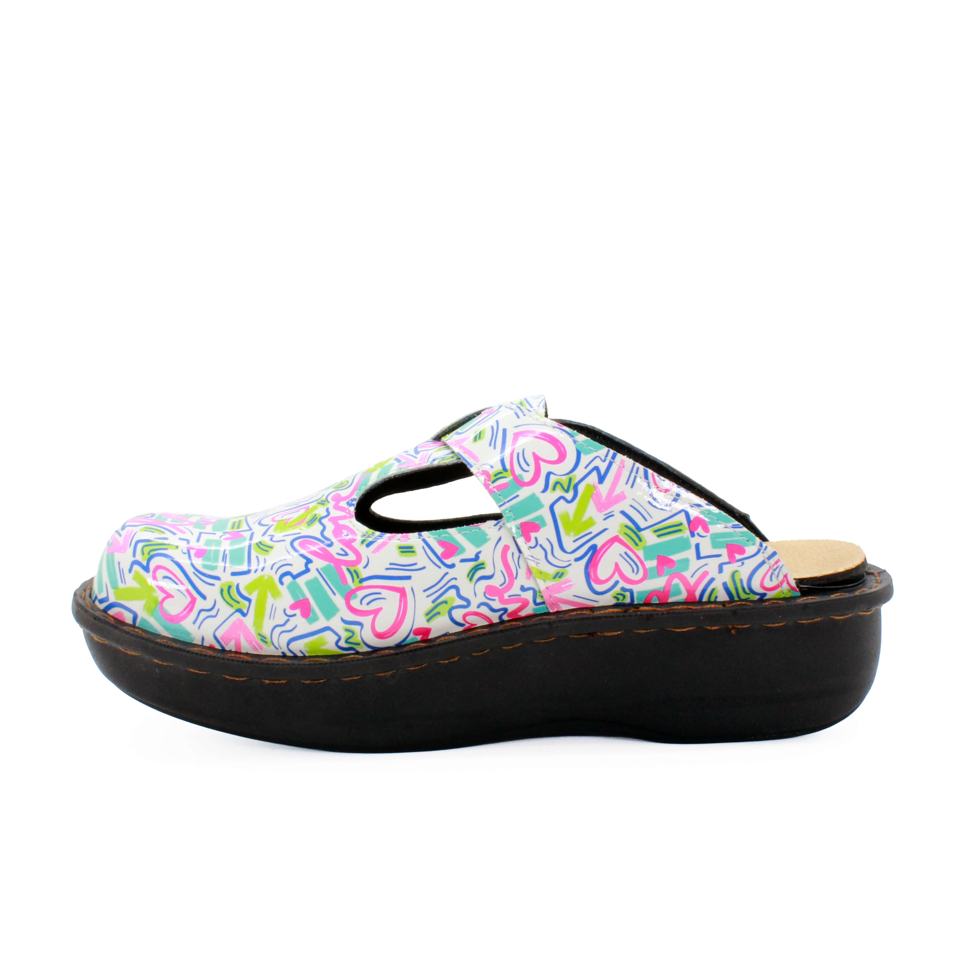 Sanosan Bella Comfort Slip-On Clogs im Herzen Scribble