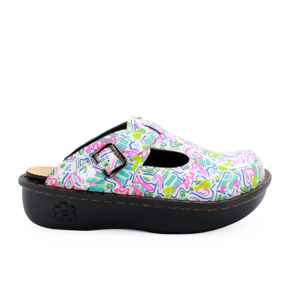 Sanosan Bella Comfort Slip-On Clogs im Herzen Scribble
