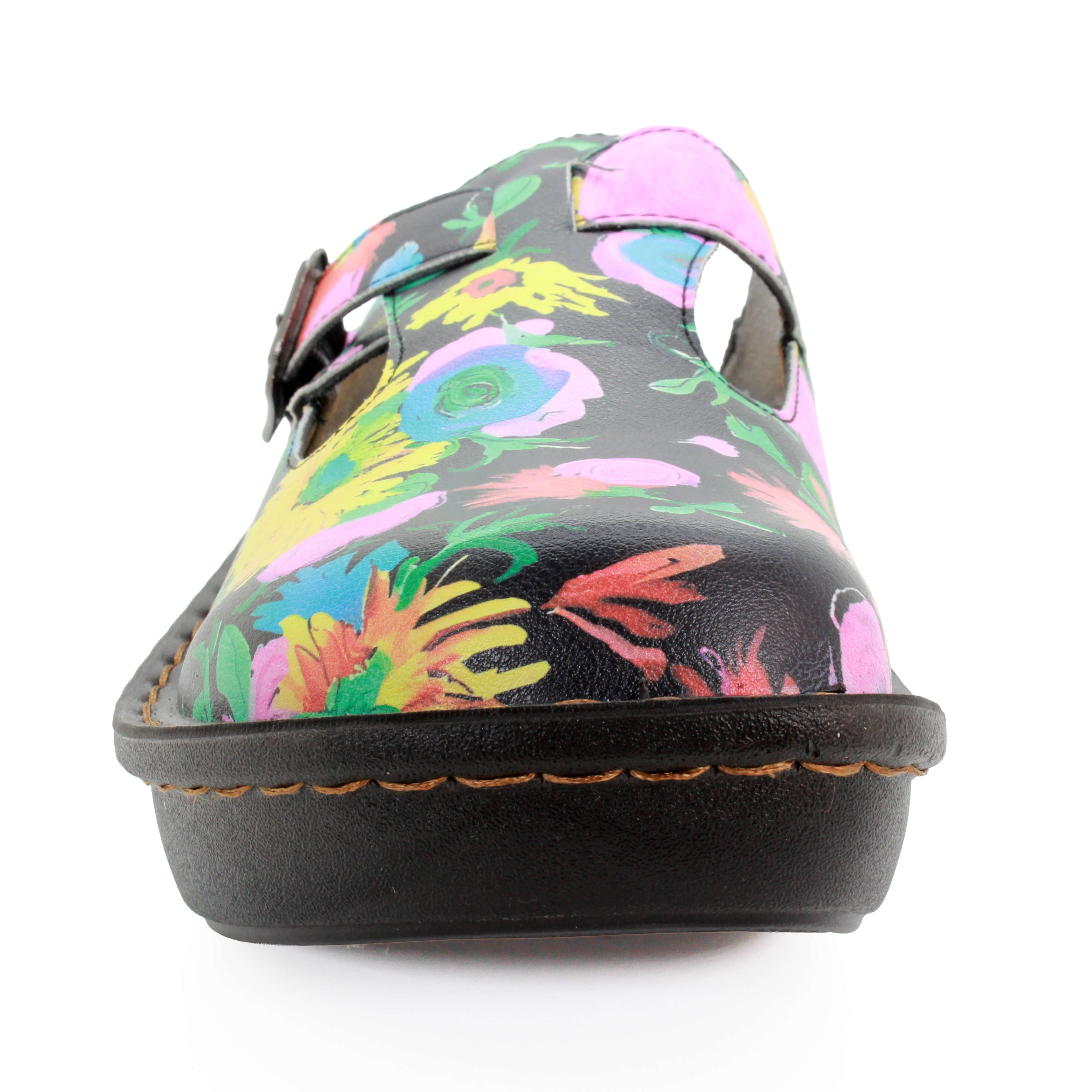 Sanosan Bella Comfort Slip-On Clogs im Sonnenblumendruck