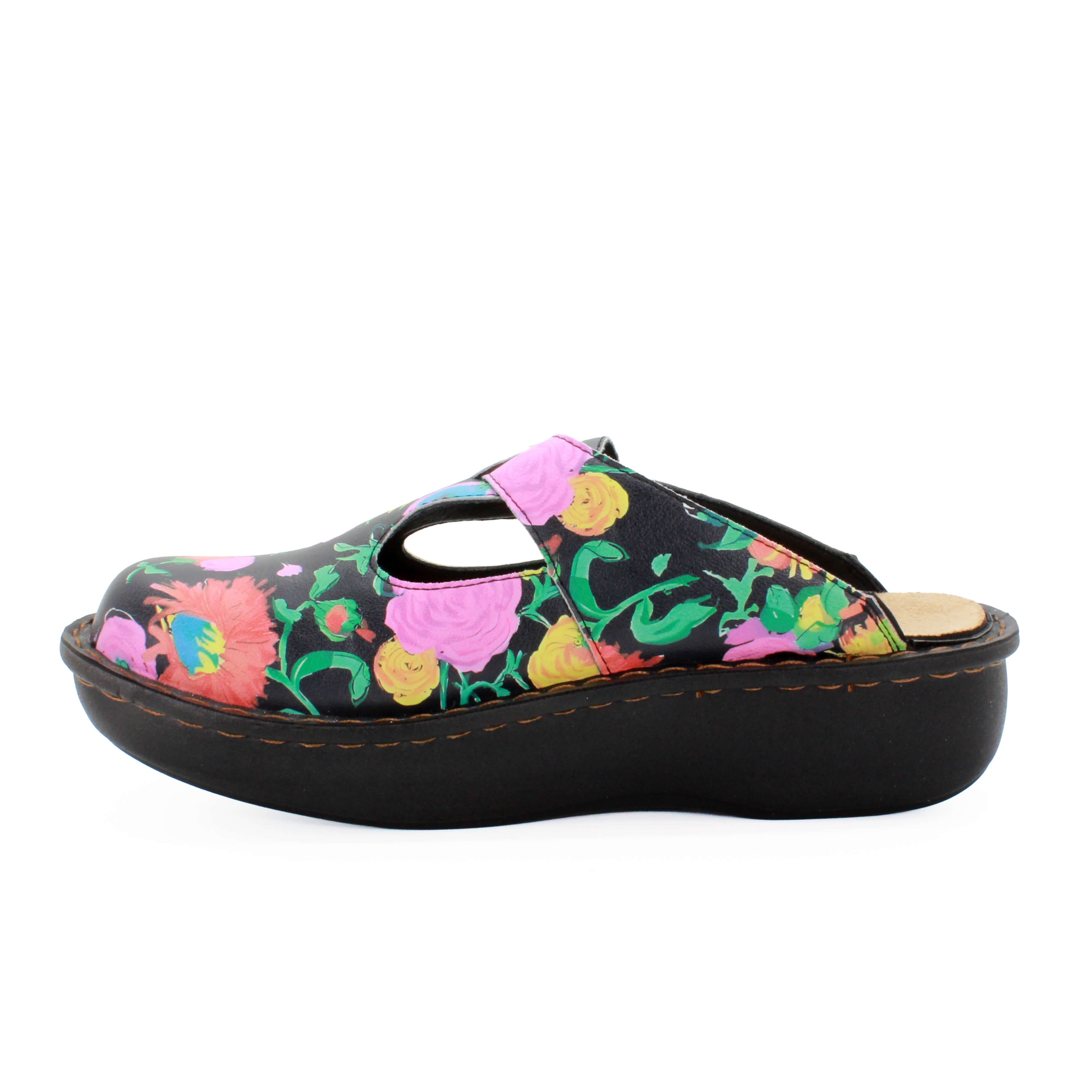 Sanosan Bella Comfort Slip-On Clogs im Sonnenblumendruck