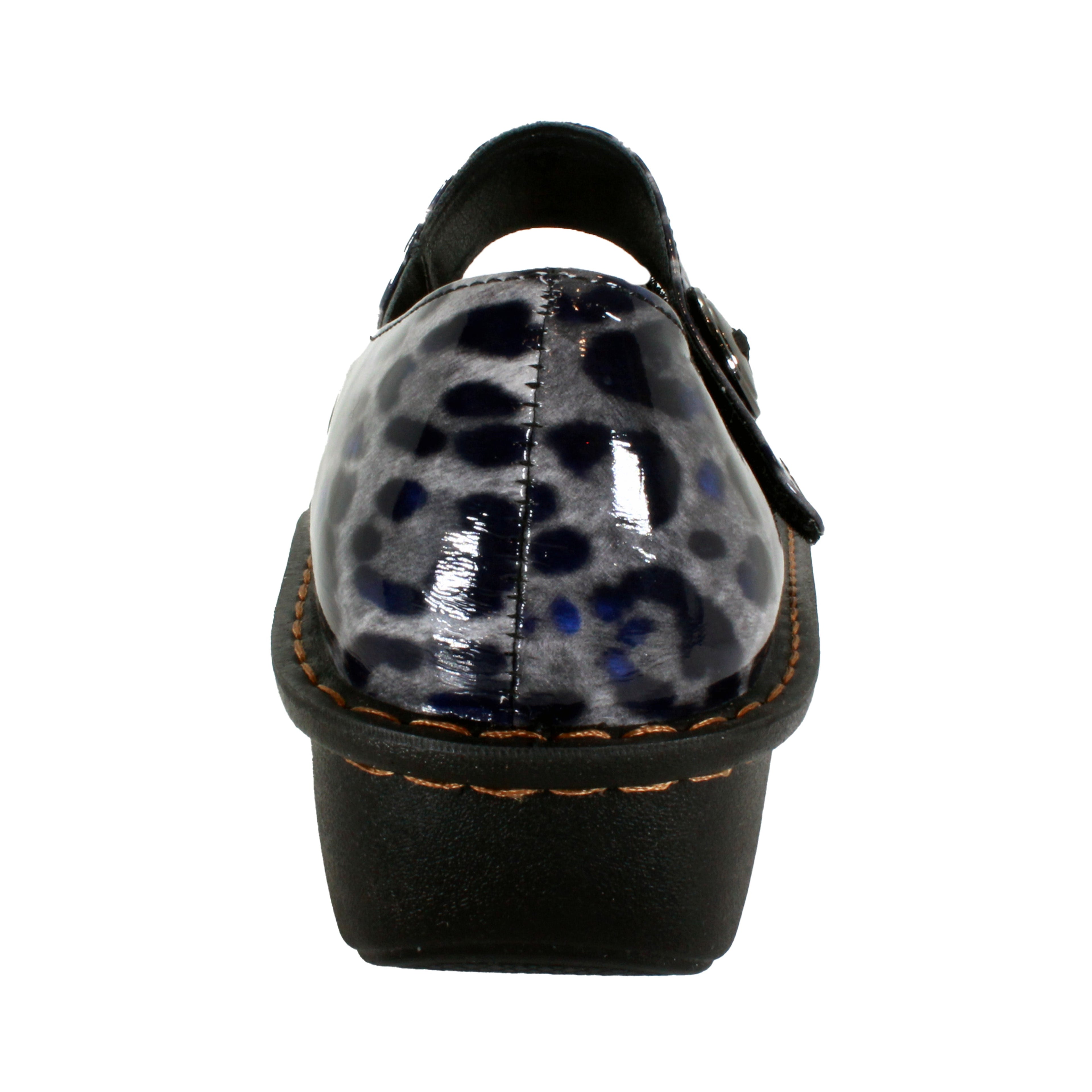 Sanosan Julia Comfort Mary-Jane Clogs im Patent Black Leopard