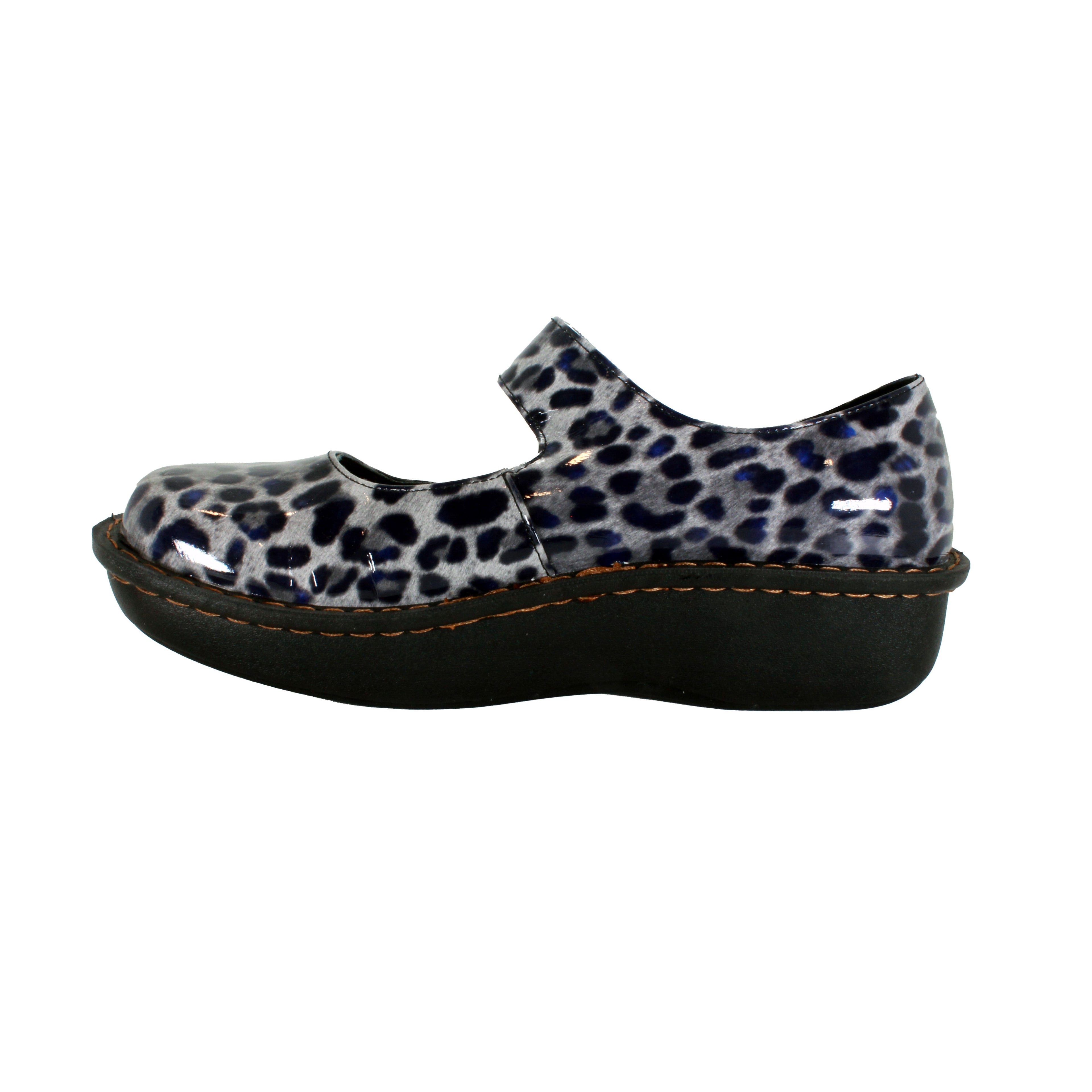 Sanosan Julia Comfort Mary-Jane Clogs im Patent Black Leopard