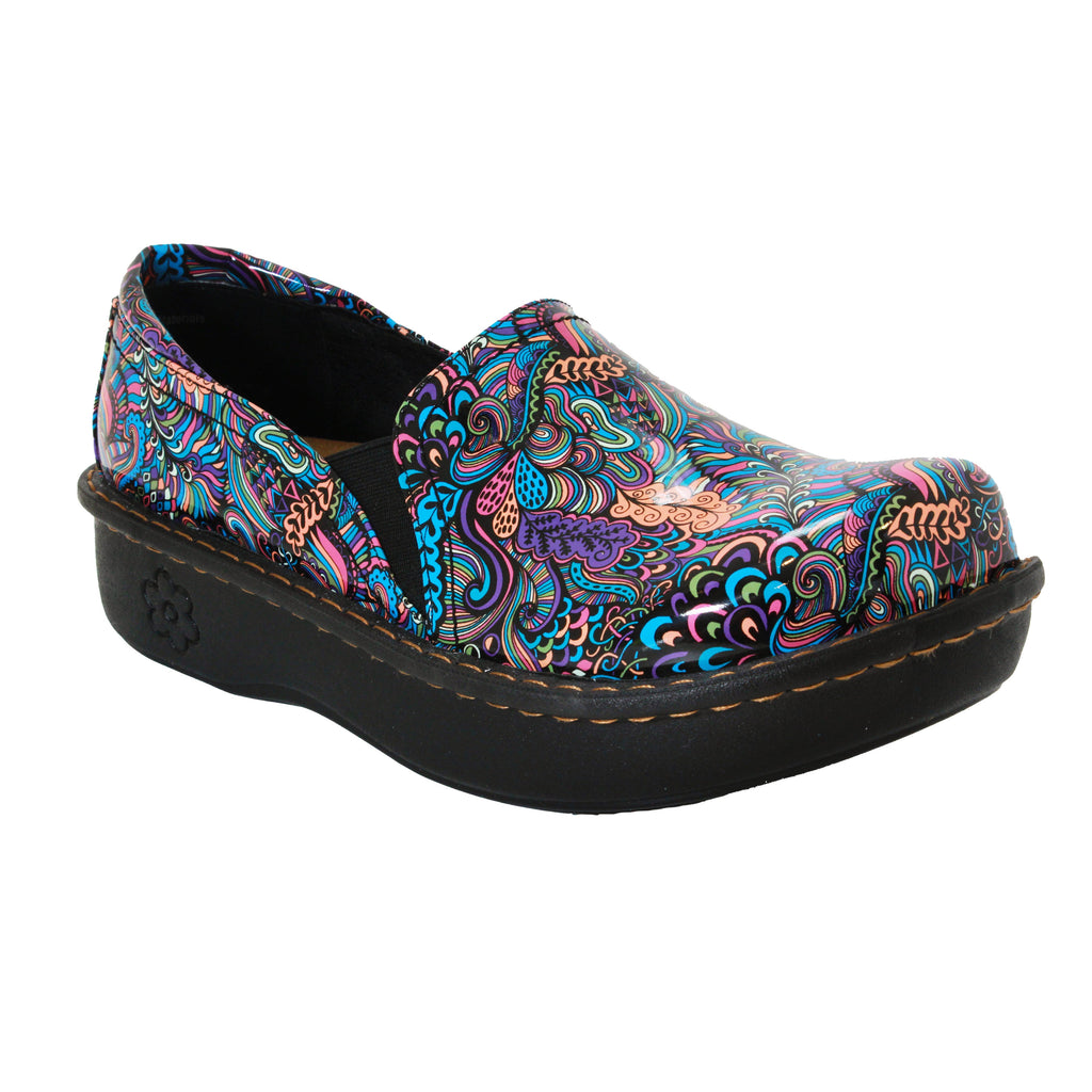 Sanosan Maria Comfort Slip-On Clogs im Mardi Gras-Druck - CLOSEOUT