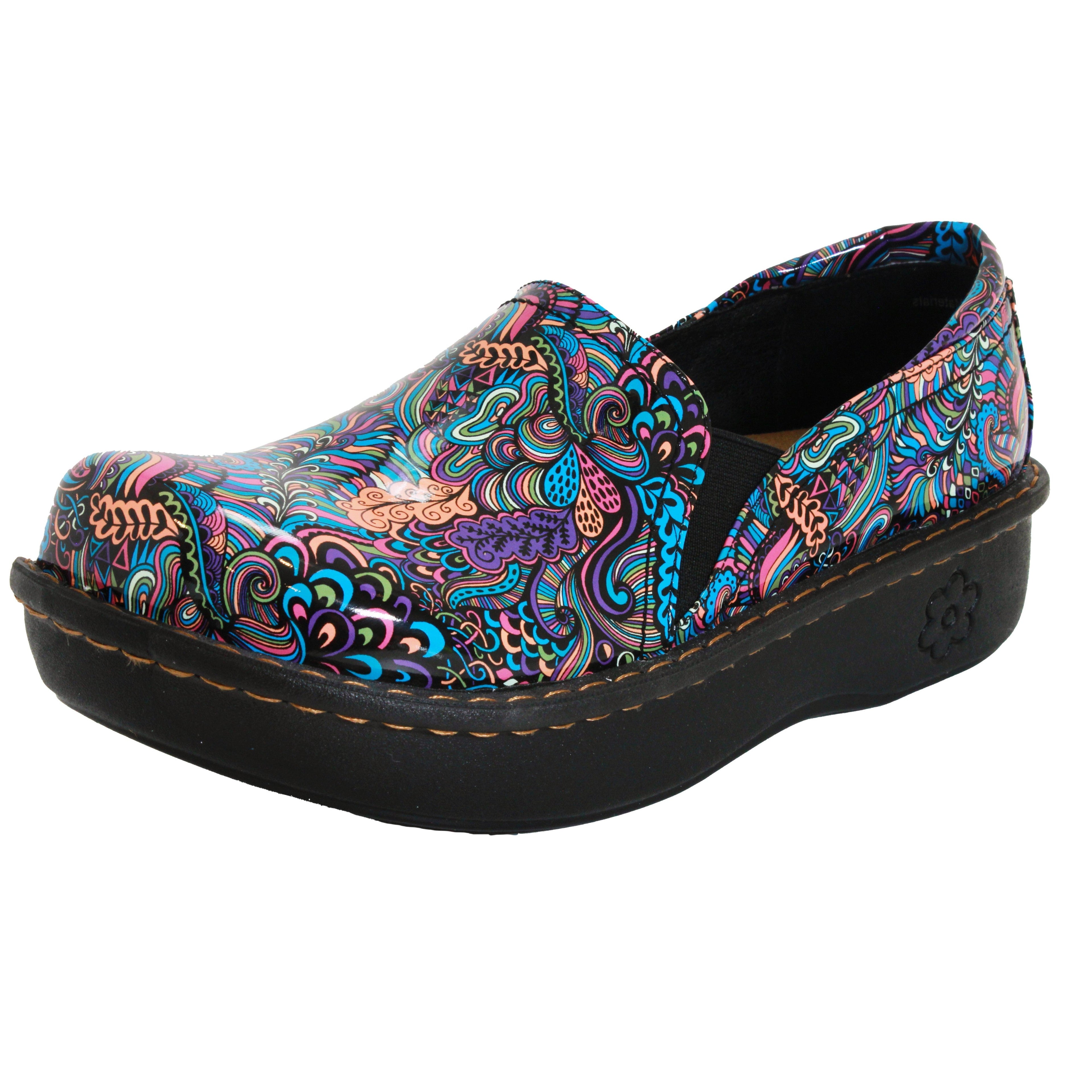 Sanosan Maria Comfort Slip-On Clogs im Mardi Gras-Druck - CLOSEOUT