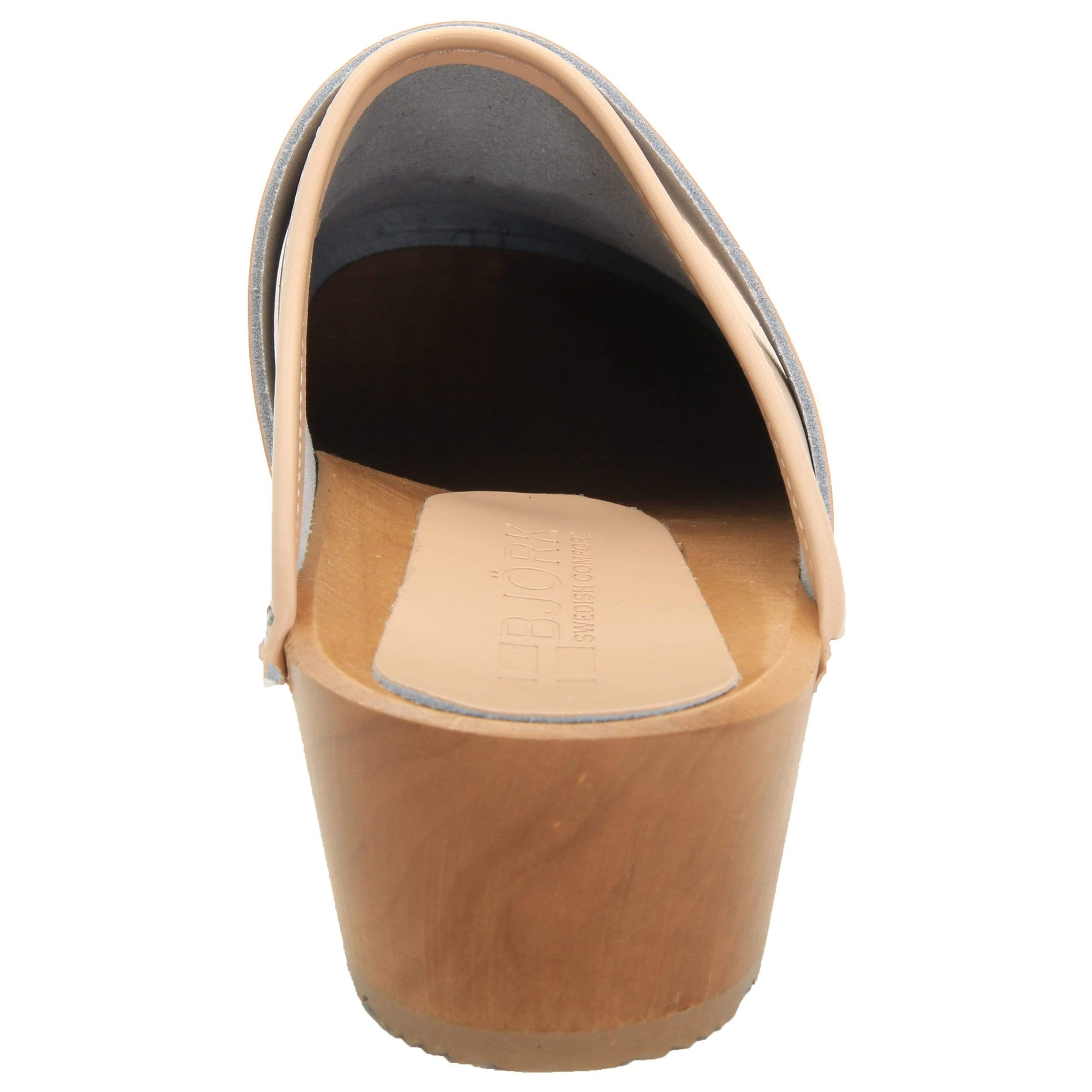 BJORK Maja Wood öffnet Back Clogs in Mandelleder