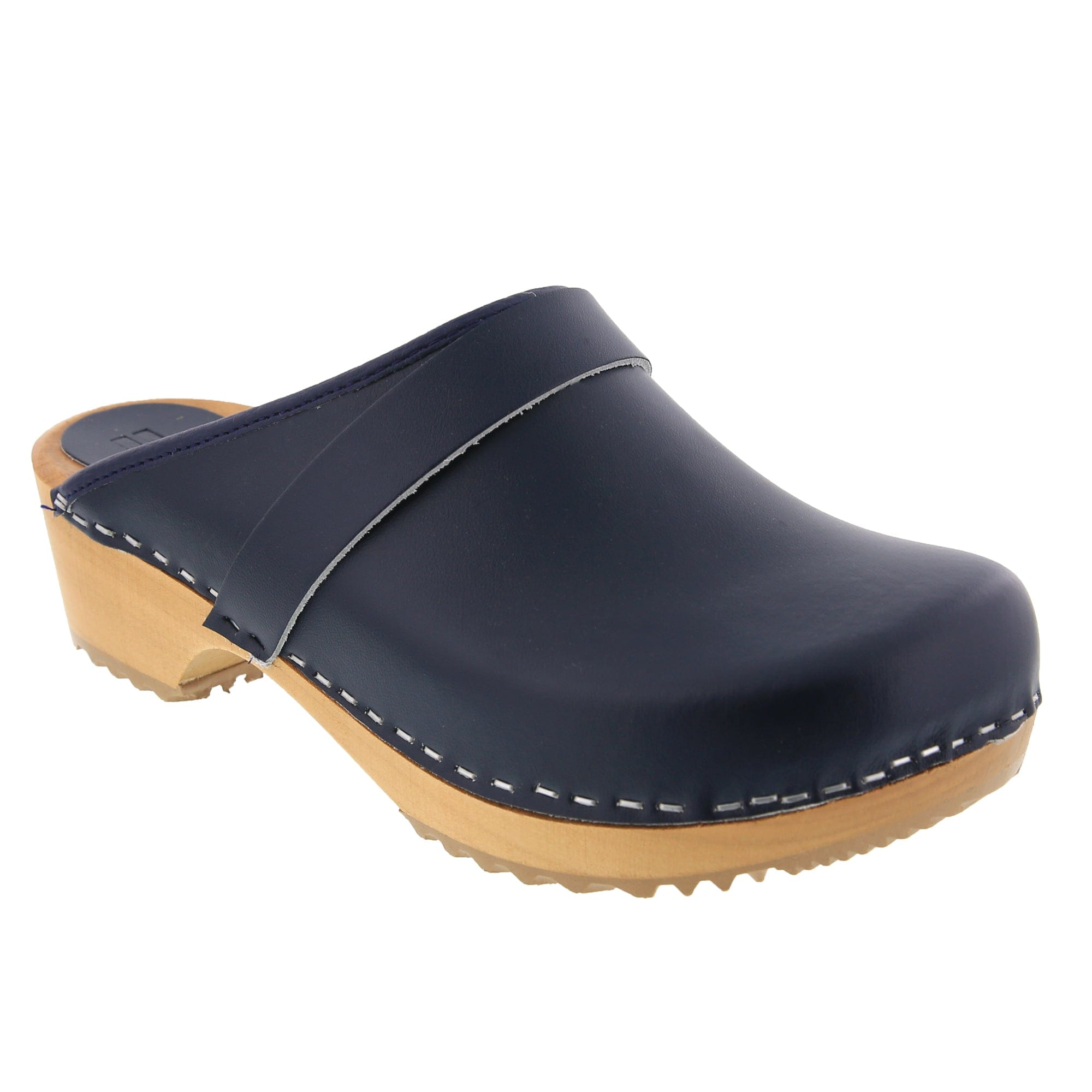 BJORK Maja Wood Öffnen Sie Leder Clogs