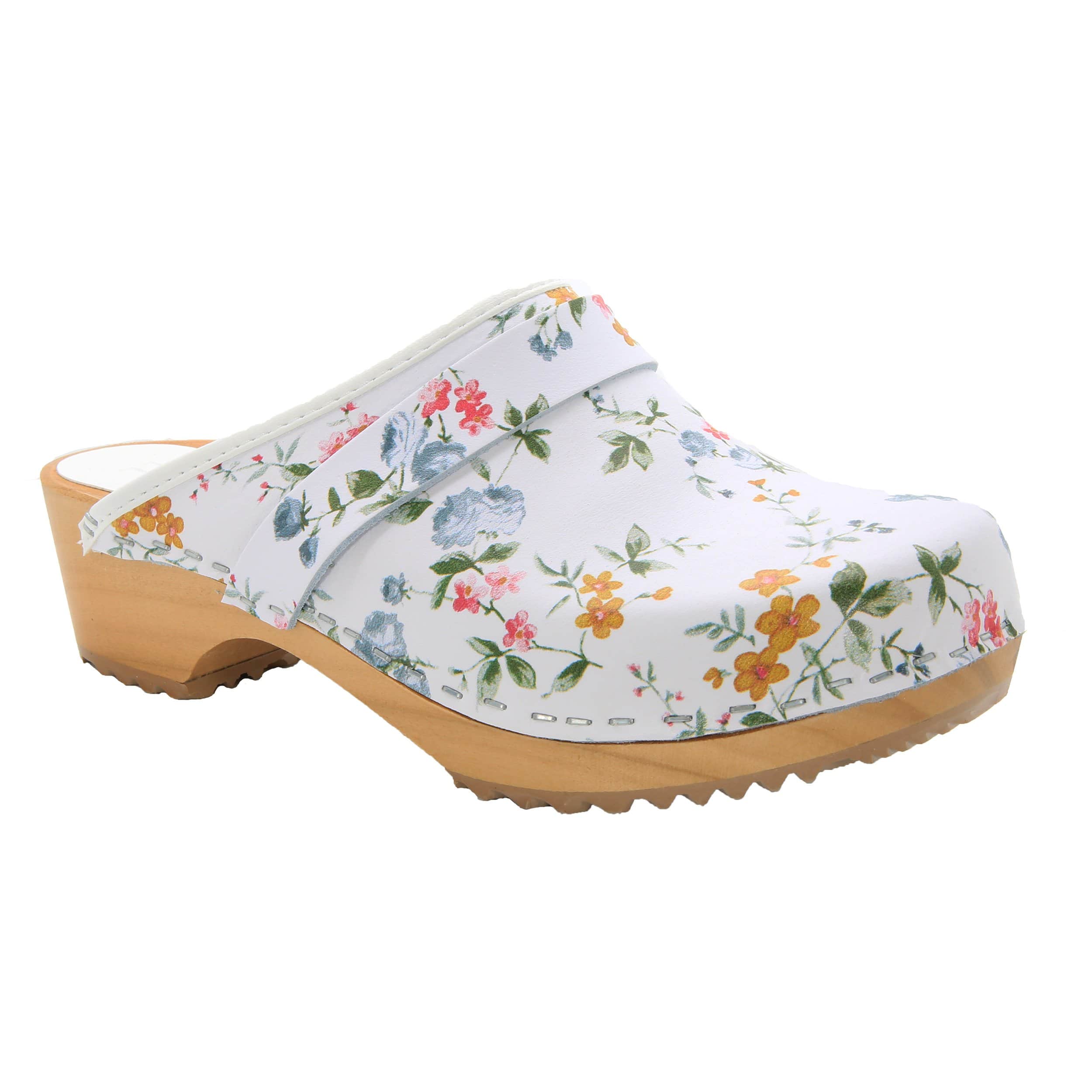 BJORK Linnea Wood Open Back Flower Print Leder Clogs - FACTORY Second
