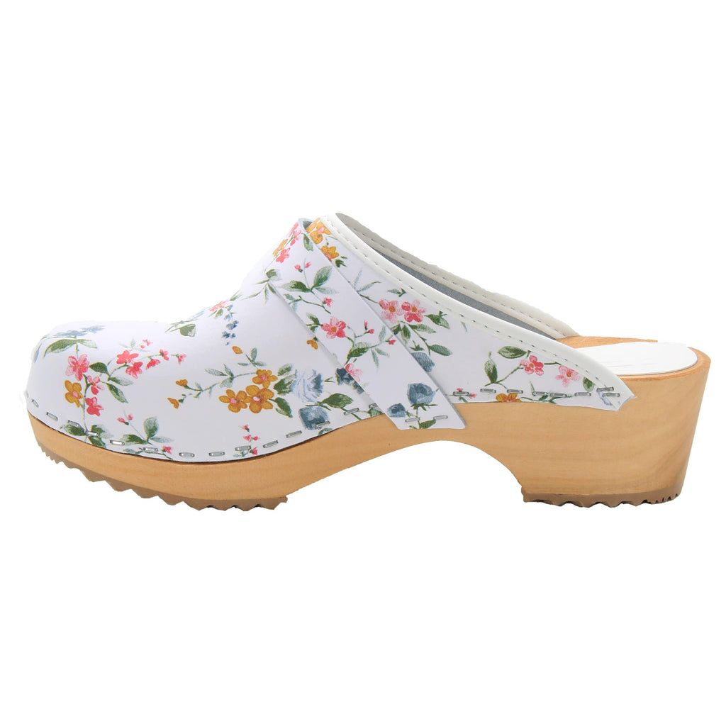 BJORK Linnea Wood Open Back Flower Print Leder Clogs - FACTORY Second