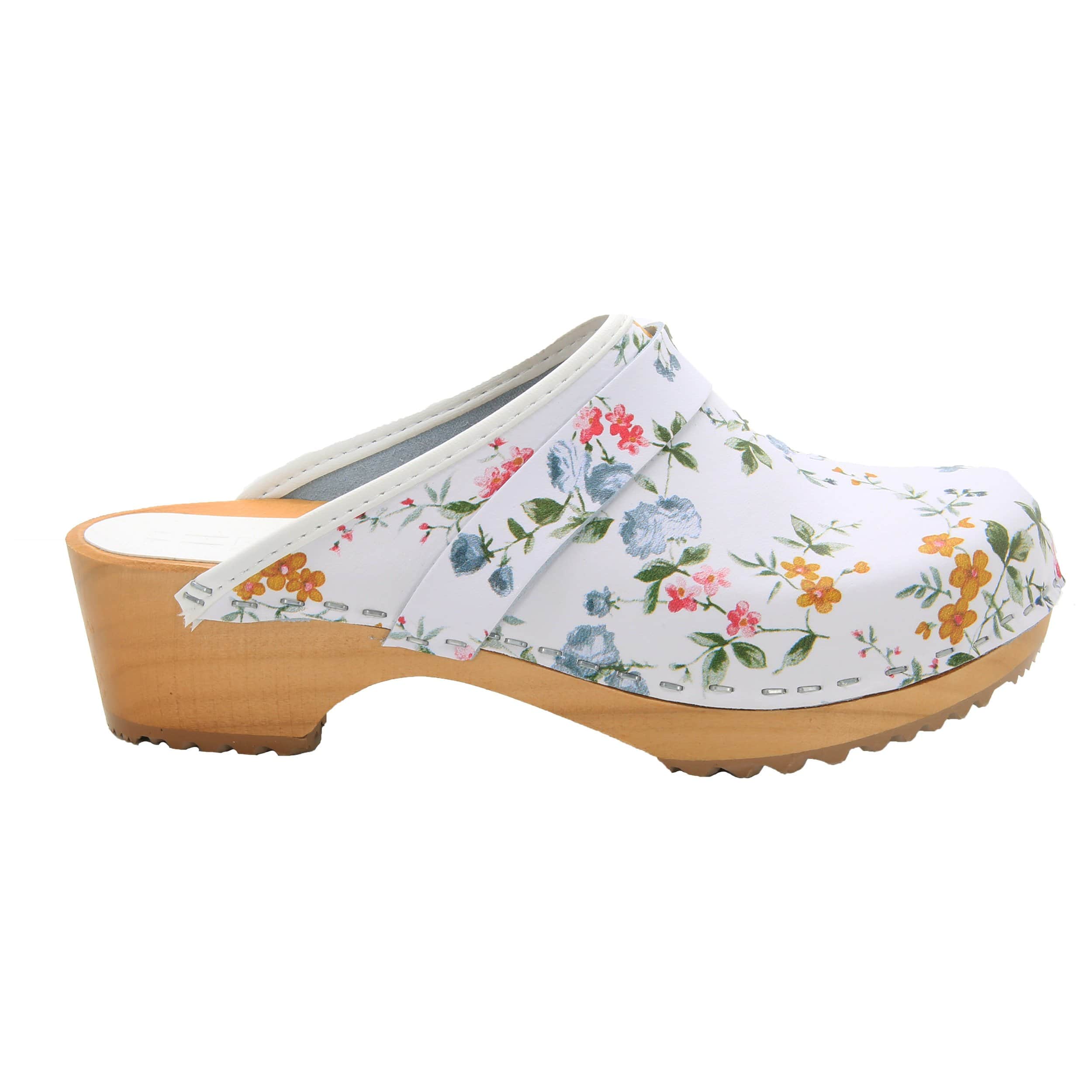 BJORK Linnea Wood Open Back Flower Print Leder Clogs - FACTORY Second