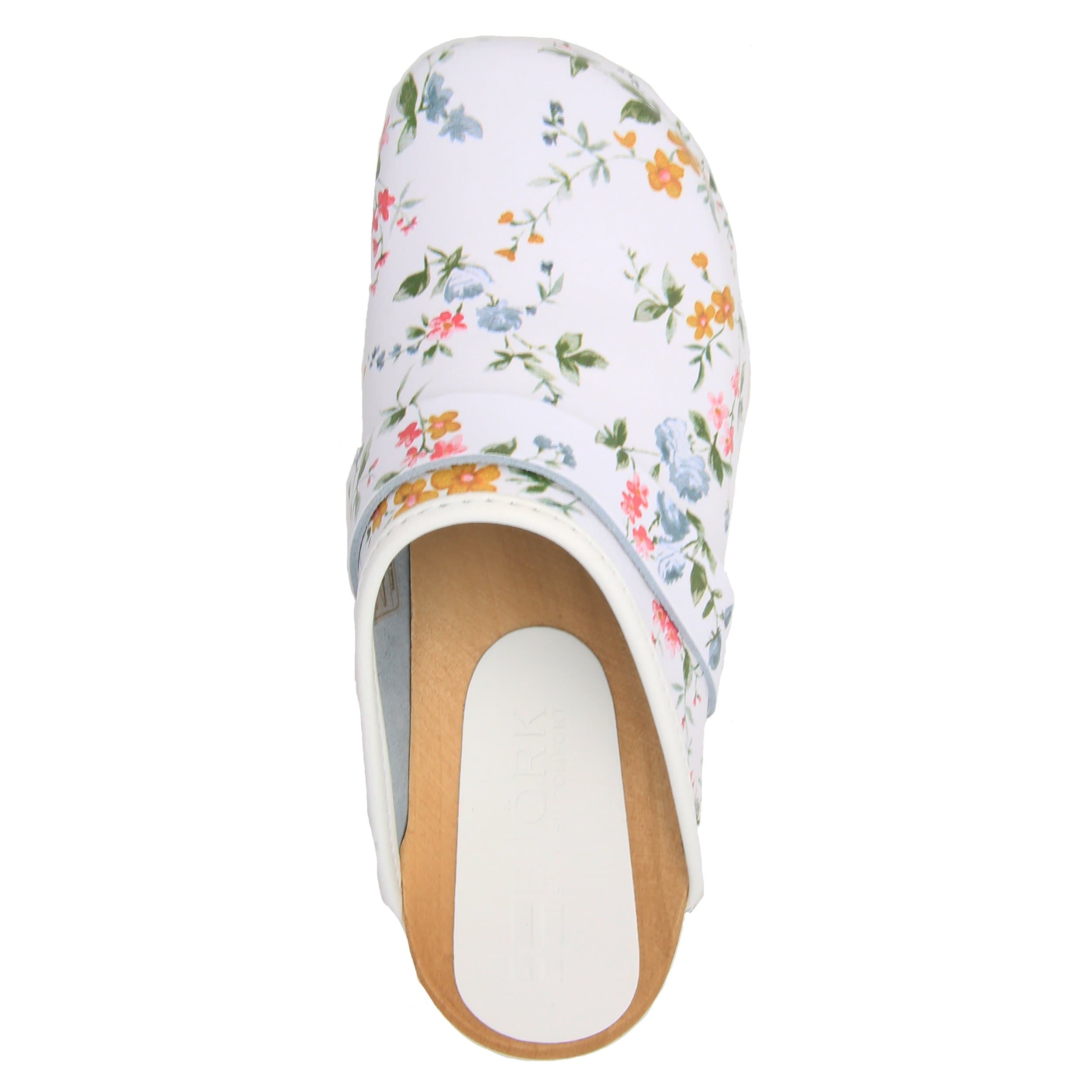 BJORK Linnea Wood Open Back Flower Print Leder Clogs - FACTORY Second