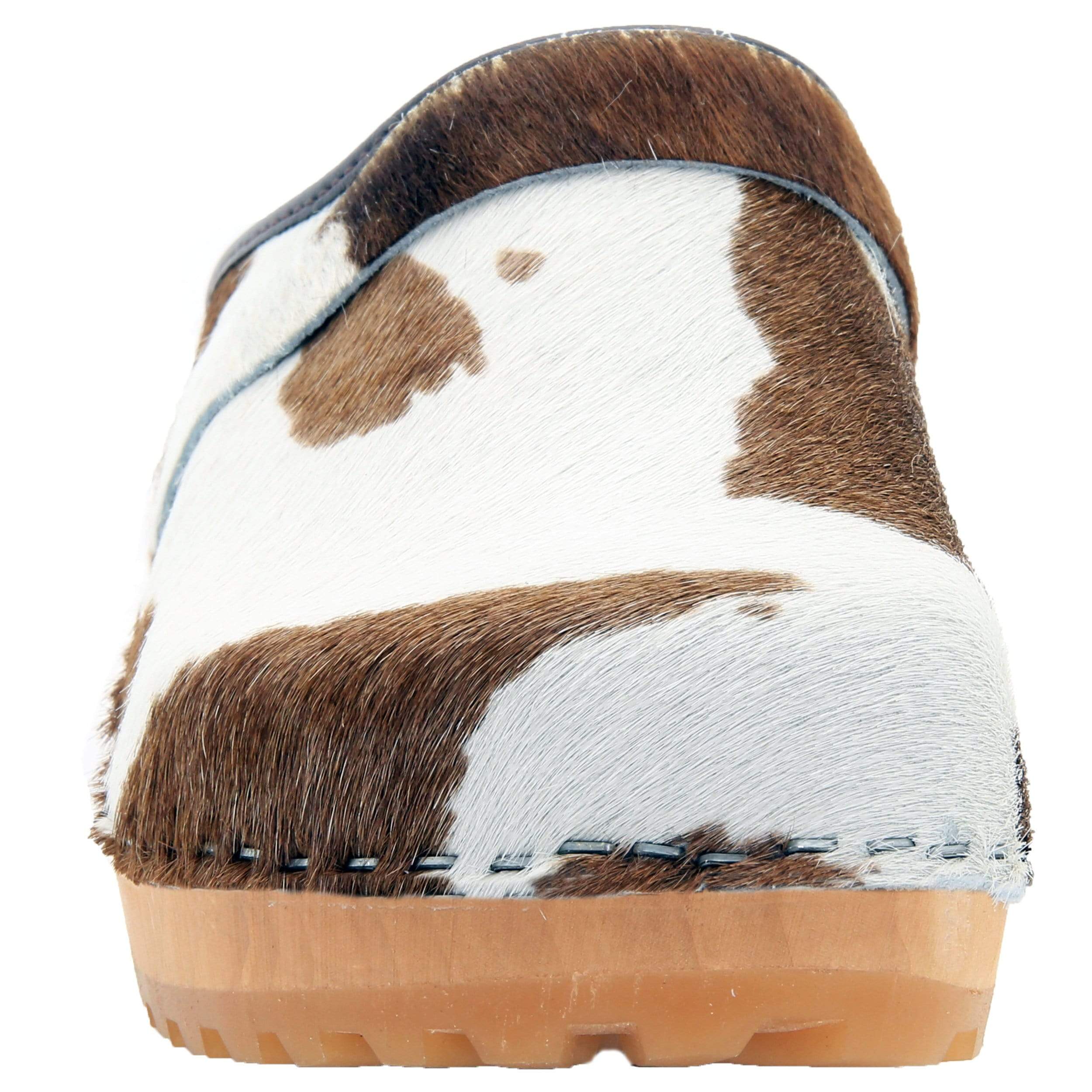 BJORK Safari Wood Open Back Braune Kuh Leder Clogs - CLOSEOUT