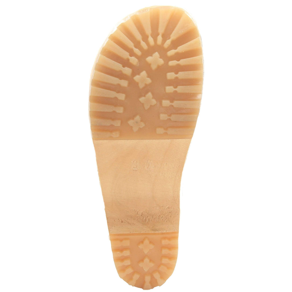 BJORK Safari Wood Open Back Braune Kuh Leder Clogs - CLOSEOUT