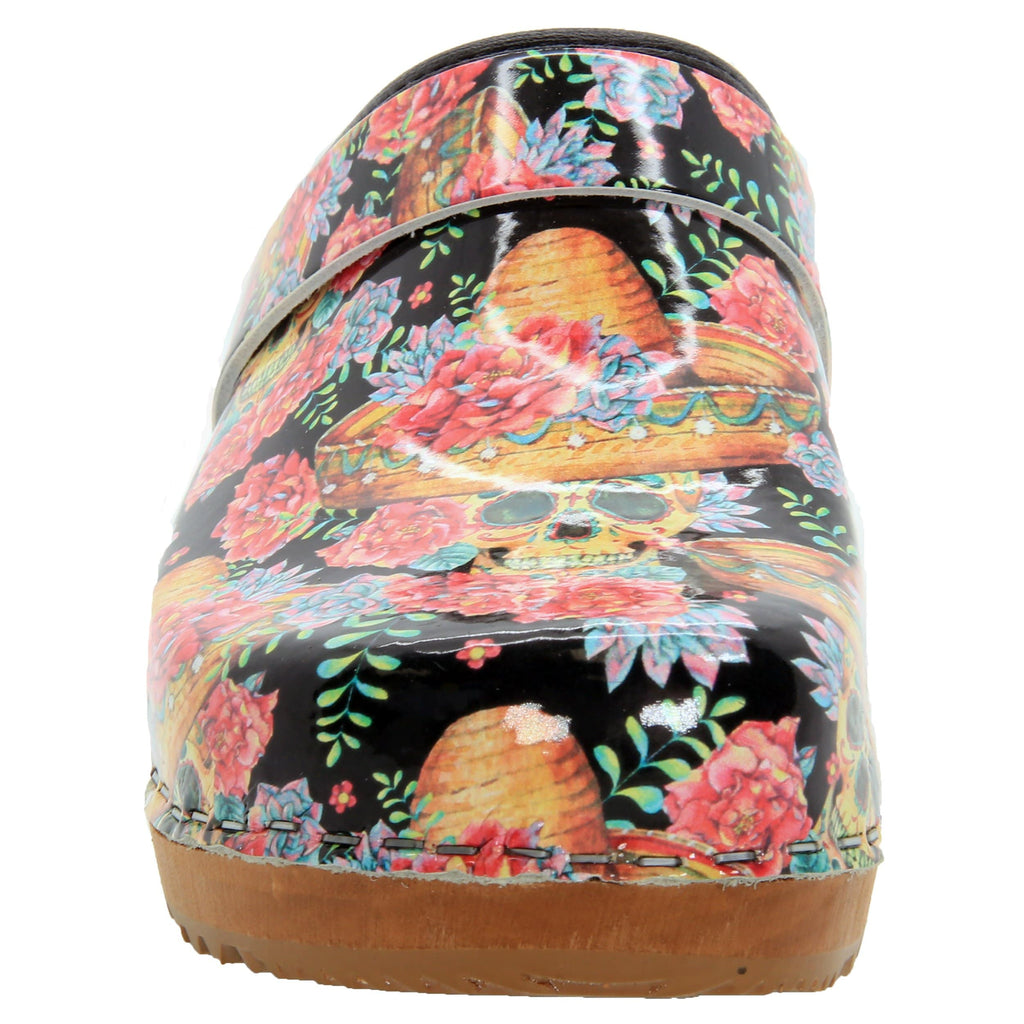 BJORK Vera Wood Open Back Leder Clogs