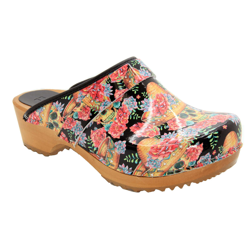 BJORK Vera Wood Open Back Leder Clogs
