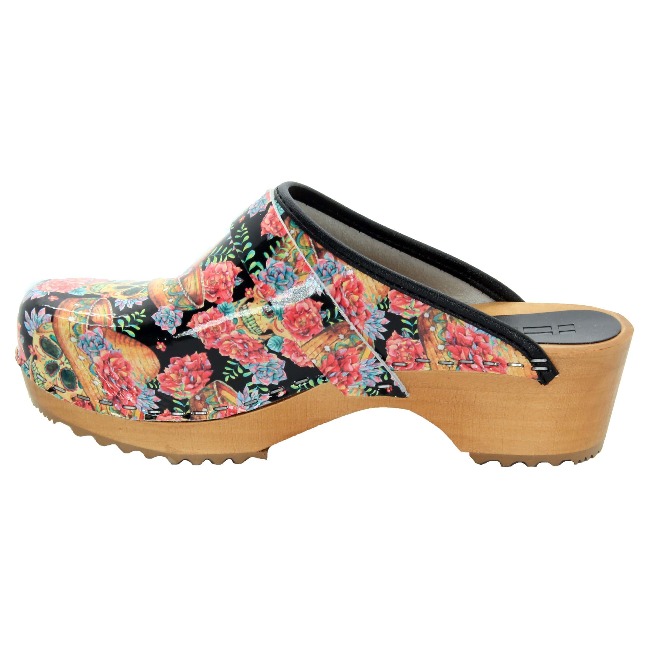 BJORK Vera Wood Open Back Leder Clogs