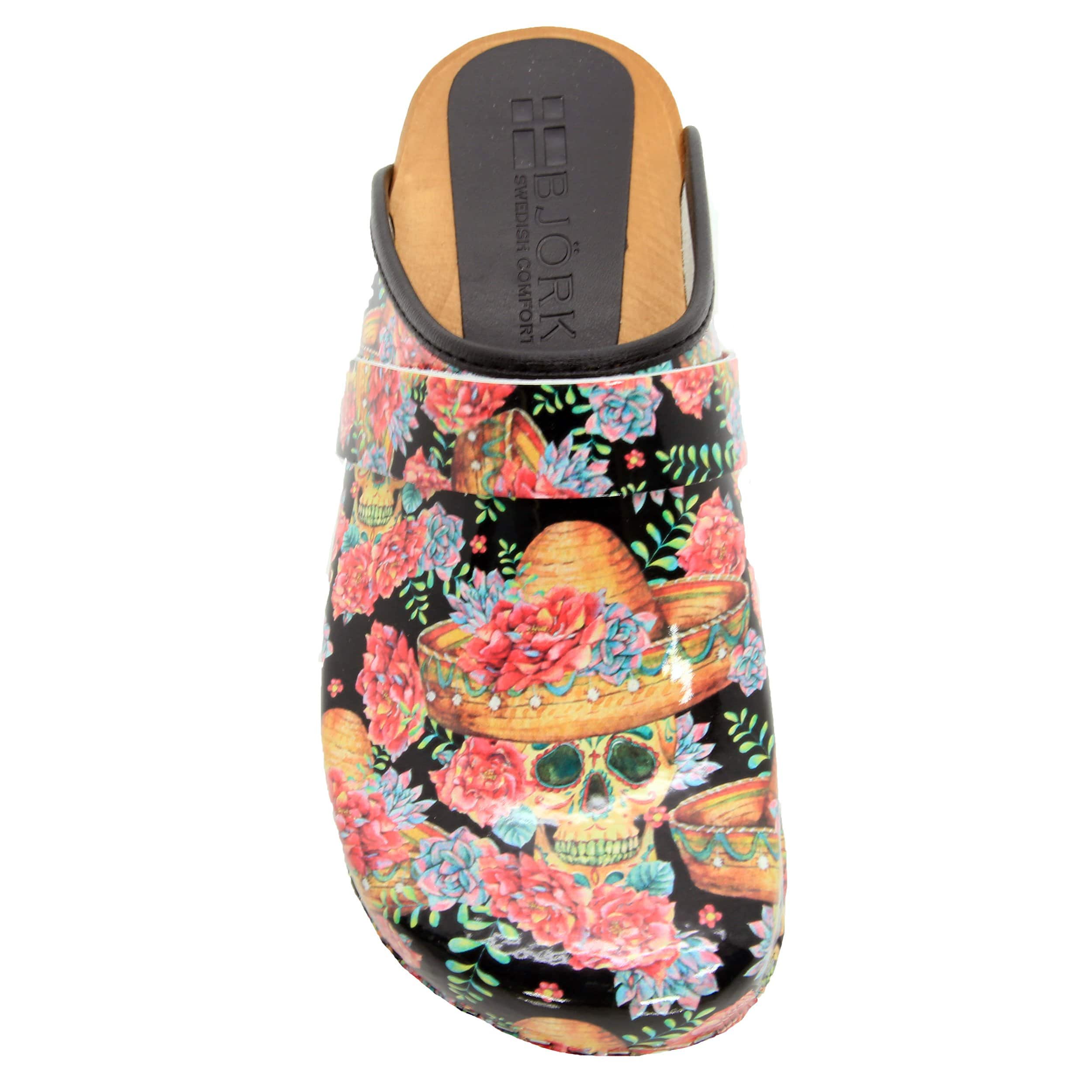BJORK Vera Wood Open Back Leder Clogs