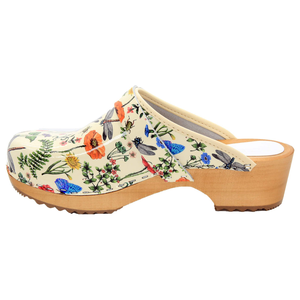 BJORK Dahlia Wood Öffnen Sie Leder Clogs