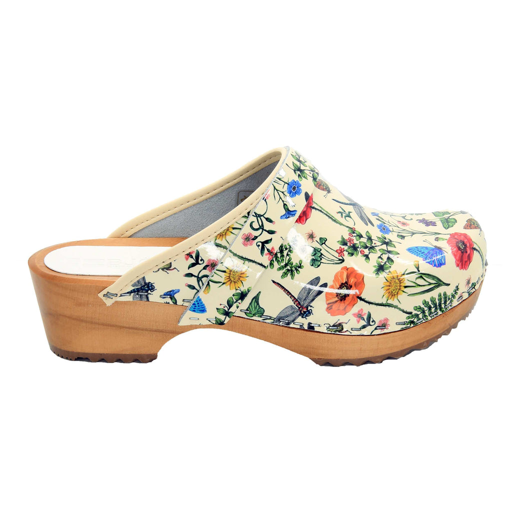 BJORK Dahlia Wood Öffnen Sie Leder Clogs