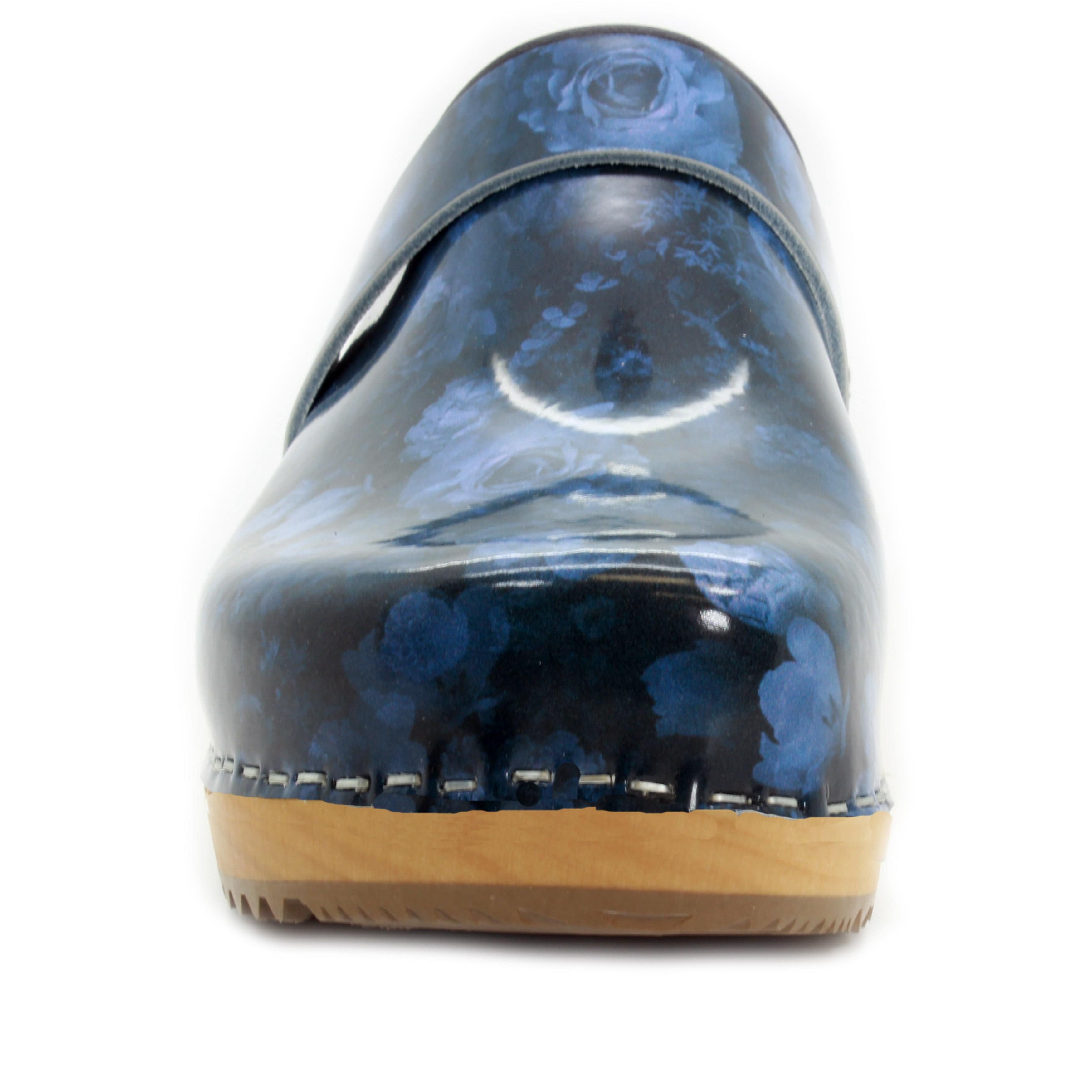 BJORK Agata Wood Offene Rücken Leder Clogs