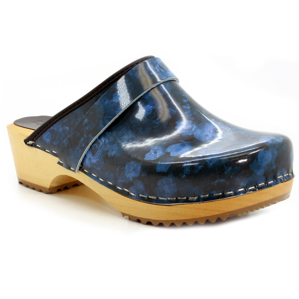 BJORK Agata Wood Offene Rücken Leder Clogs