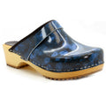 BJORK Agata Wood Offene Rücken Leder Clogs