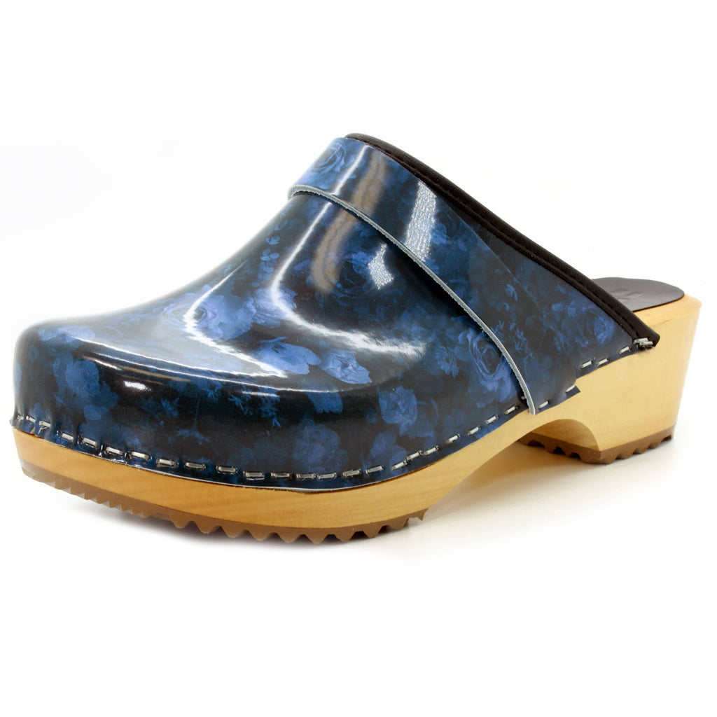 BJORK Agata Wood Offene Rücken Leder Clogs