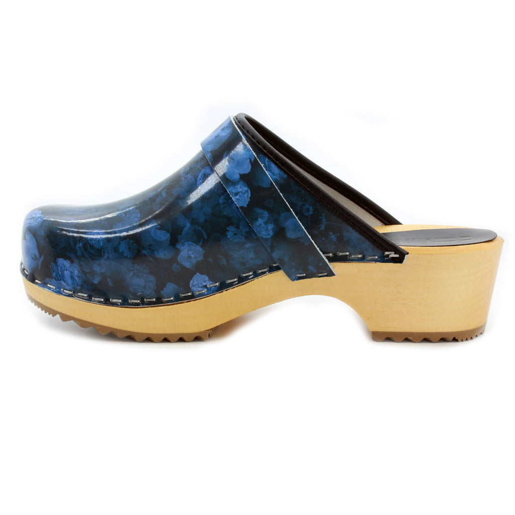 BJORK Agata Wood Offene Rücken Leder Clogs