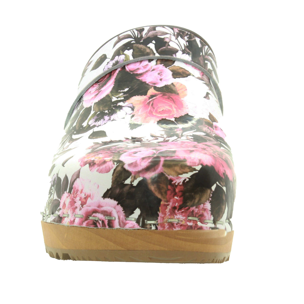 BJORK Maja Öffnen Sie Pink Roses Leder Clogs