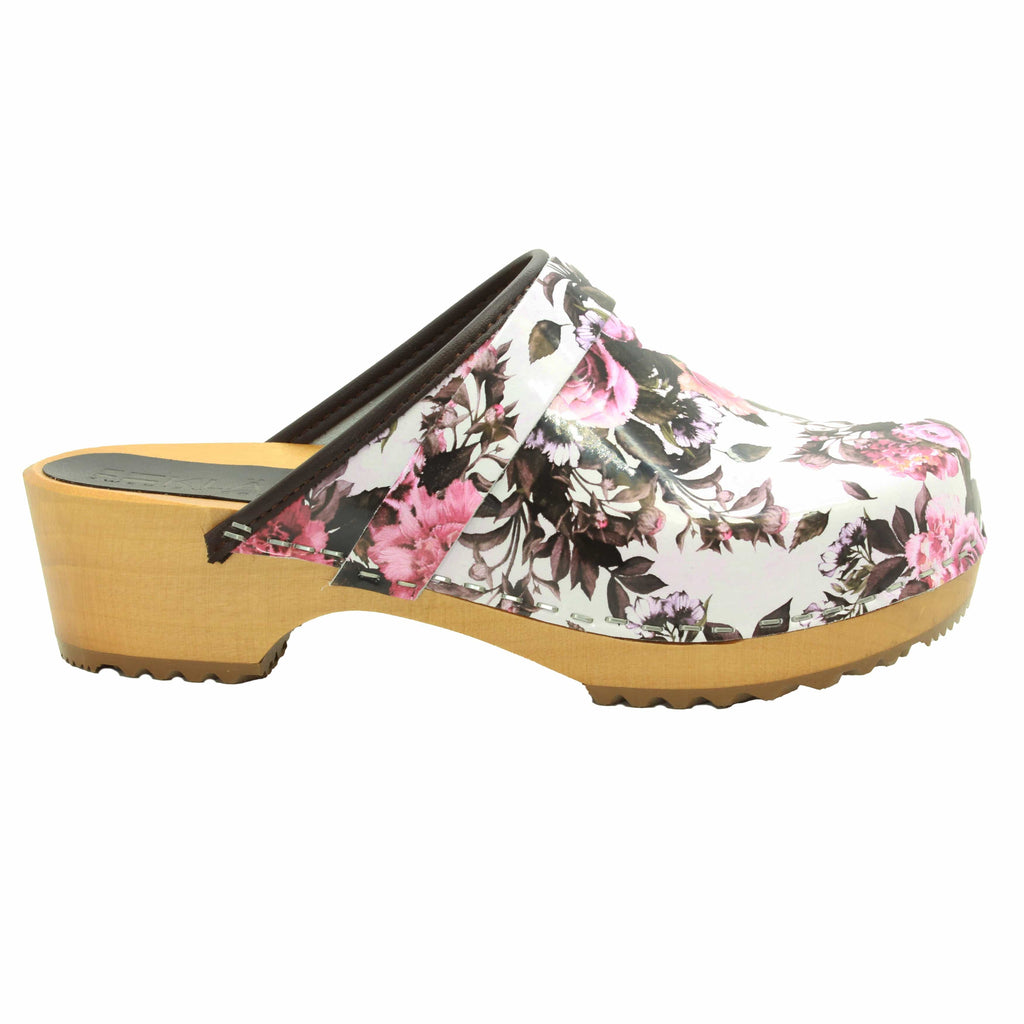 BJORK Maja Öffnen Sie Pink Roses Leder Clogs