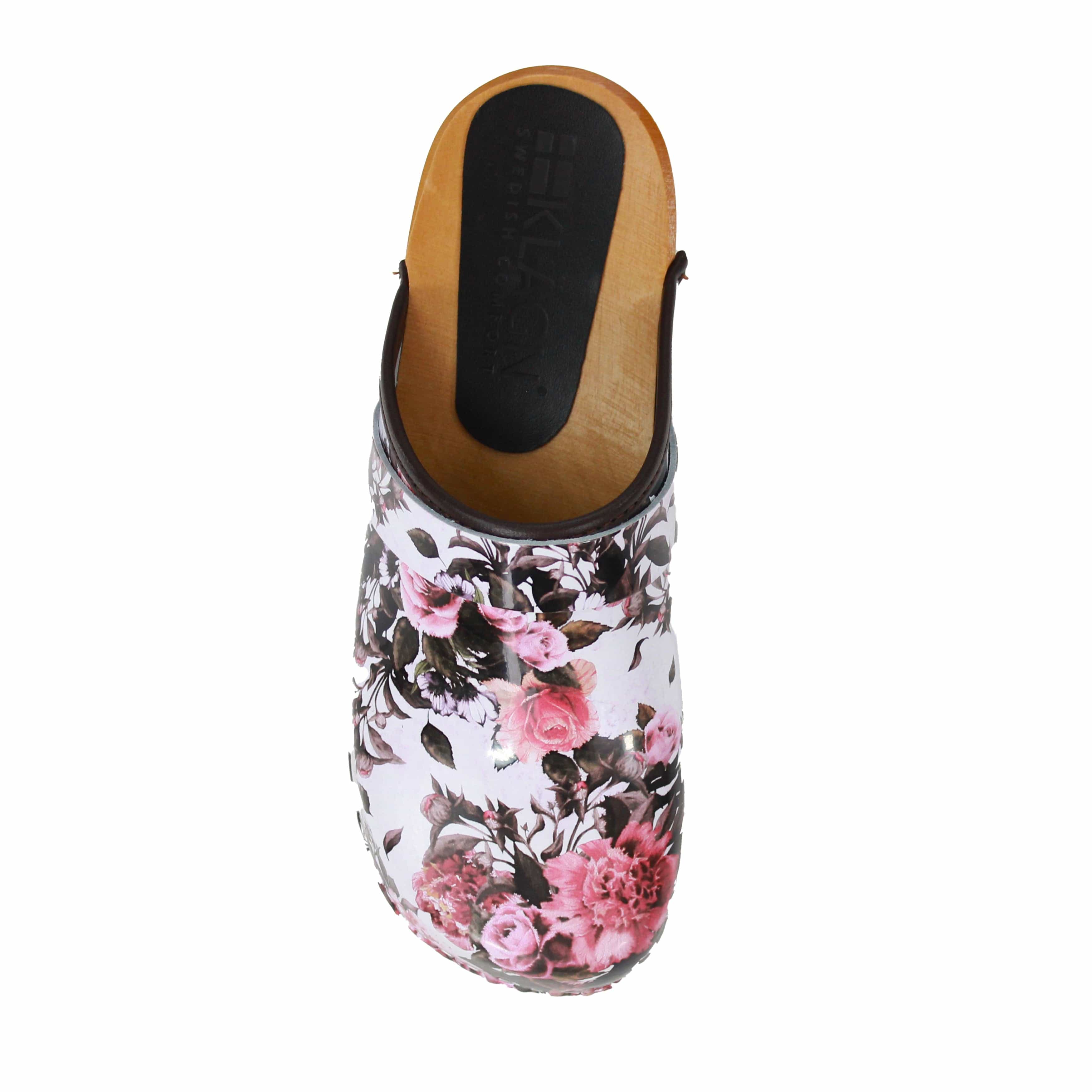 BJORK Maja Öffnen Sie Pink Roses Leder Clogs