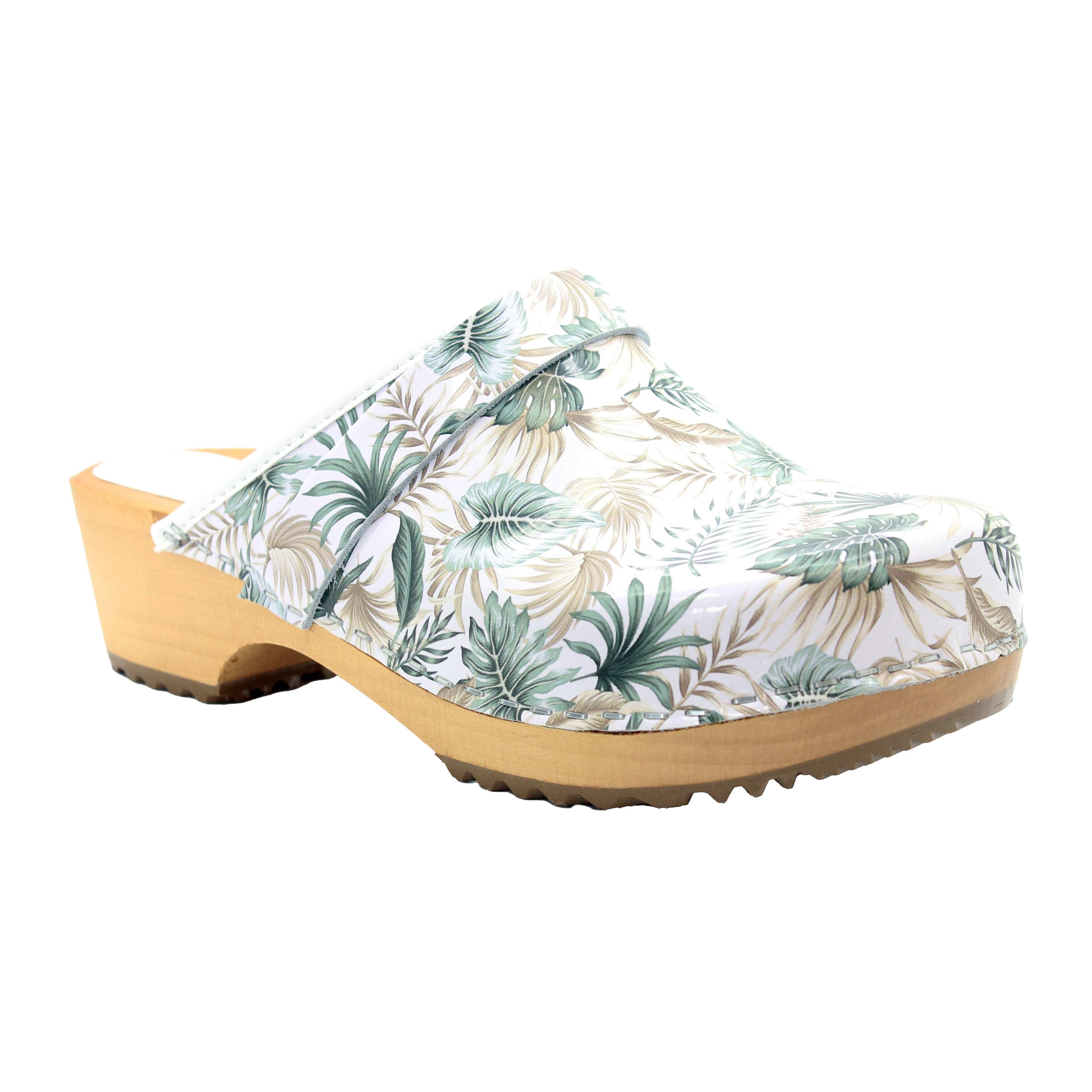 BJORK Maja Öffnen Sie zurück Tropical Leather Clogs