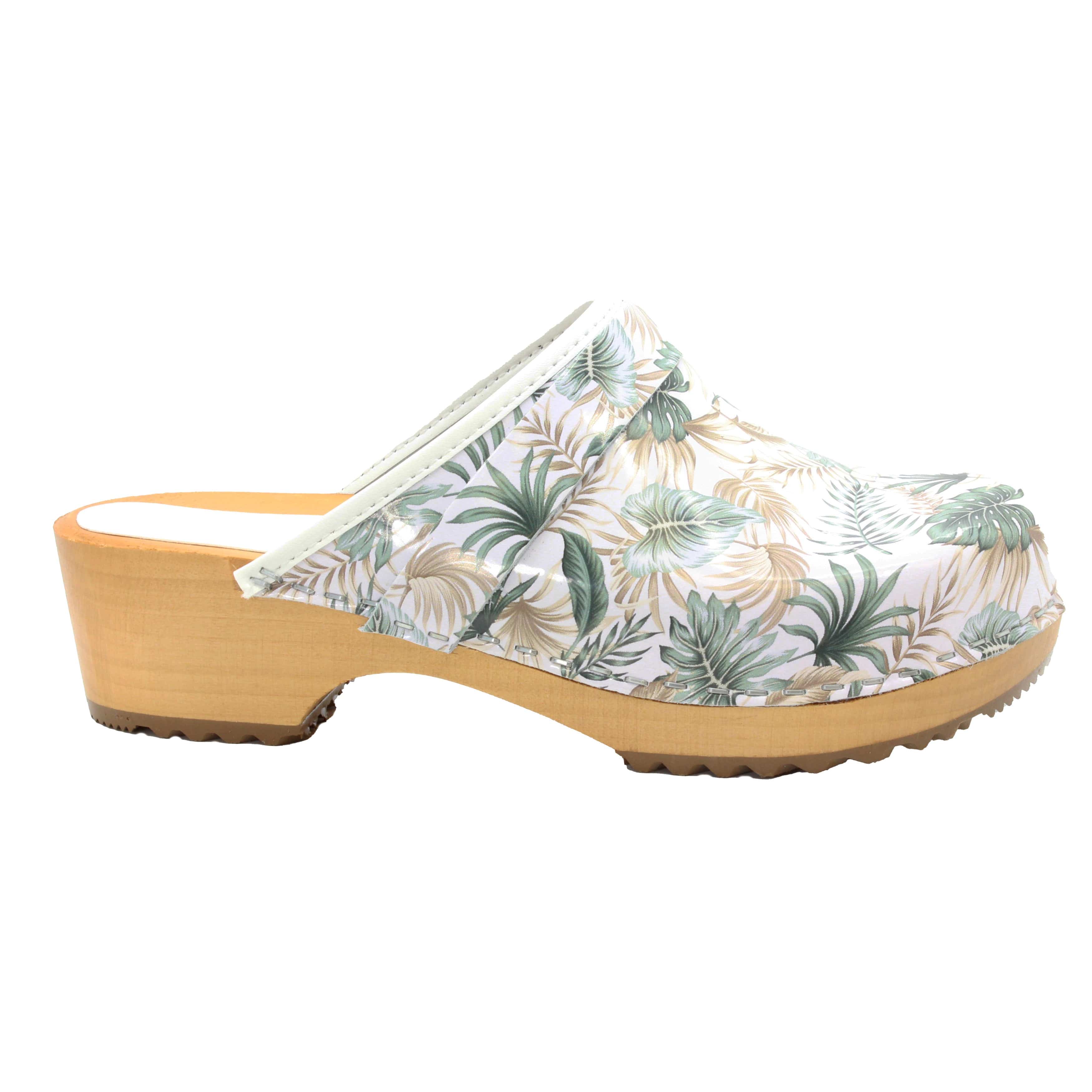 BJORK Maja Öffnen Sie zurück Tropical Leather Clogs