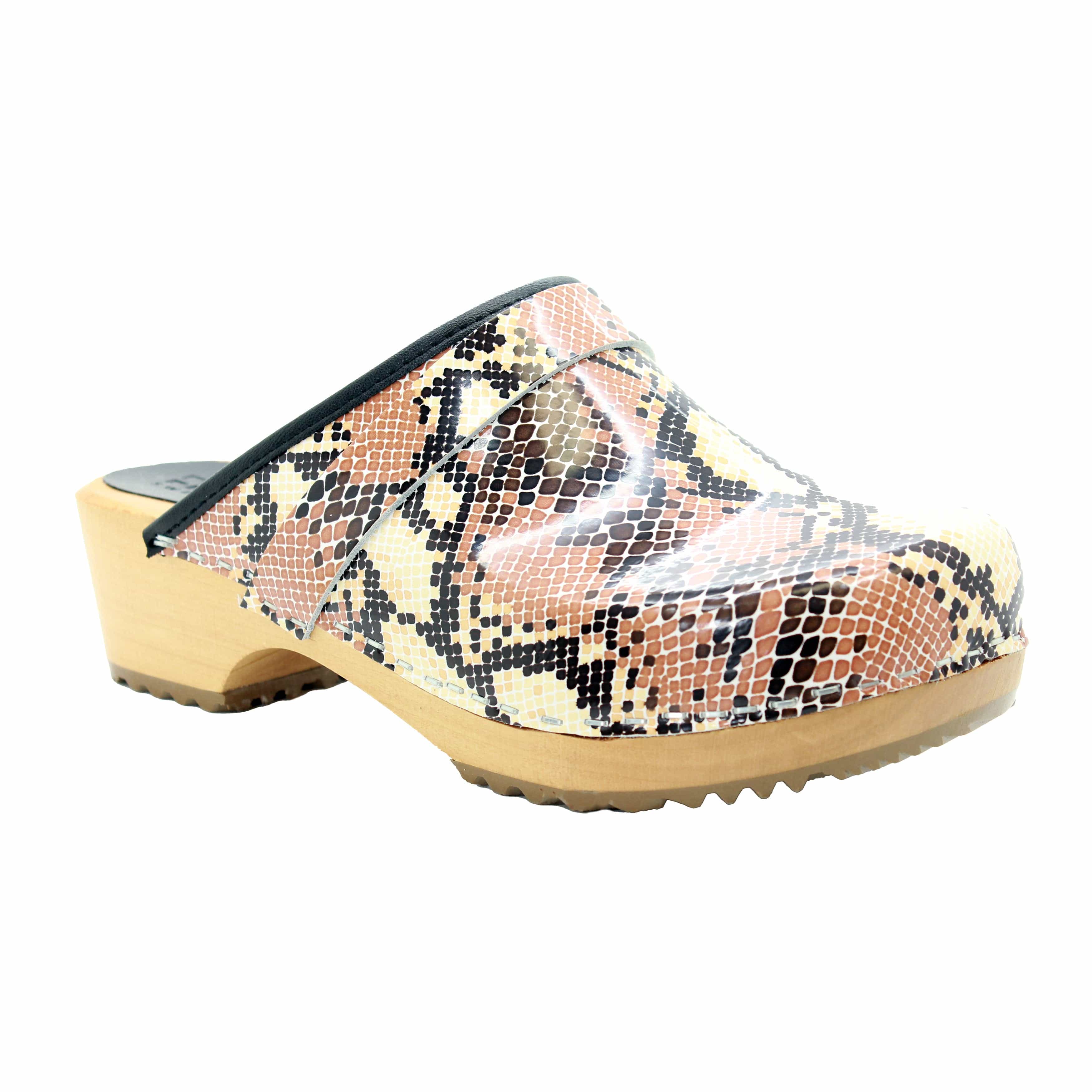 BJORK Maja Öffnen Sie Python Leder Clogs