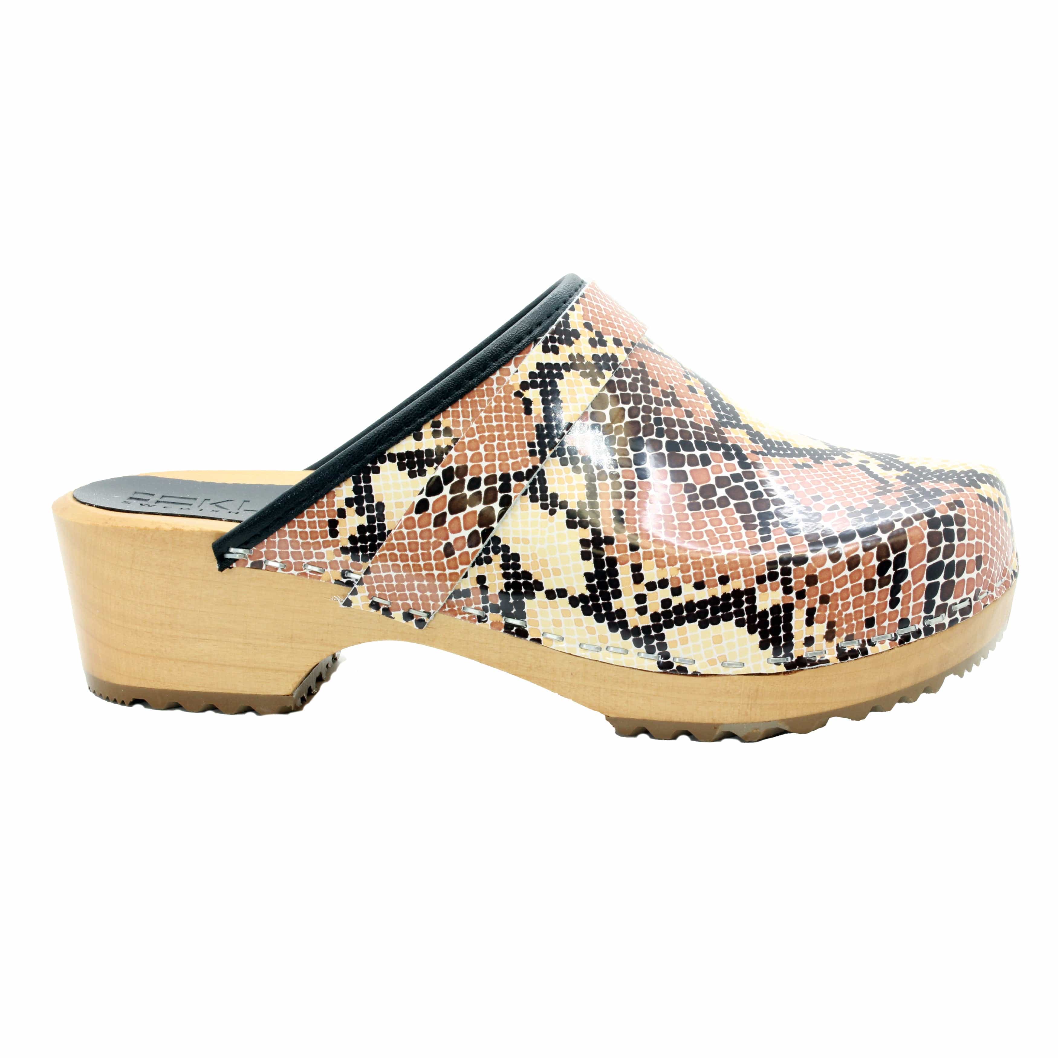 BJORK Maja Öffnen Sie Python Leder Clogs