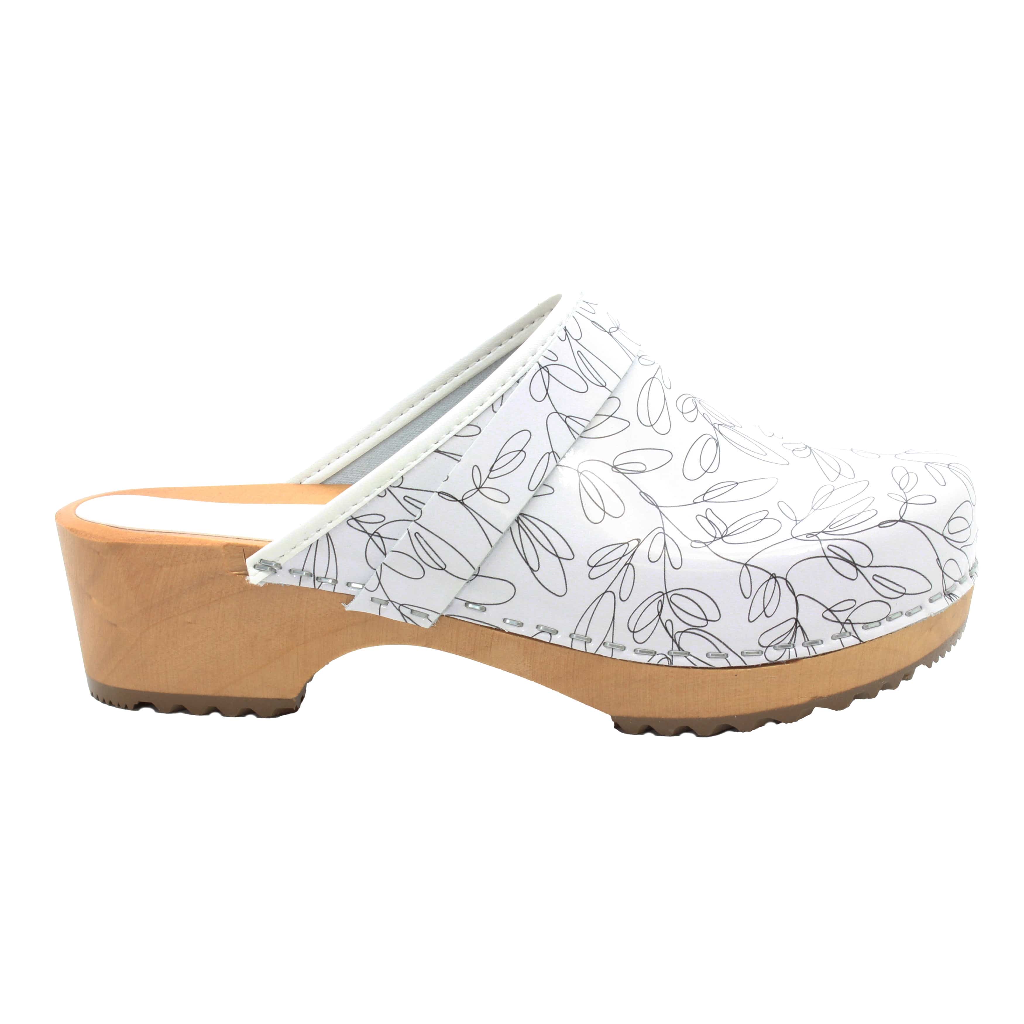 BJORK Maja Open Back Stencil Leather Clogs - CLOSEOUT