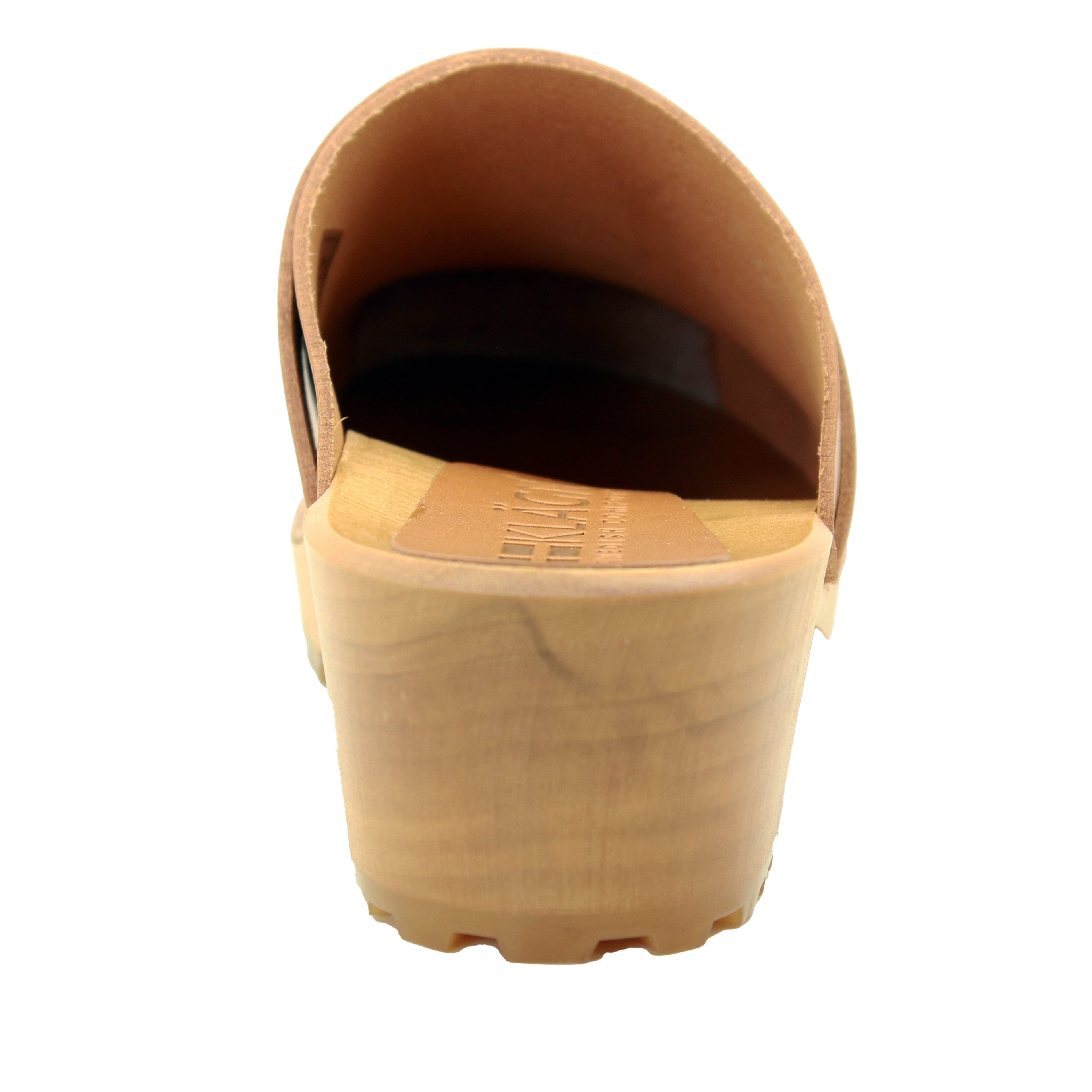 BJORK Tuva Wood Open Back Grip Caramel Veg Tan Leder Clogs - CLOSEOUT