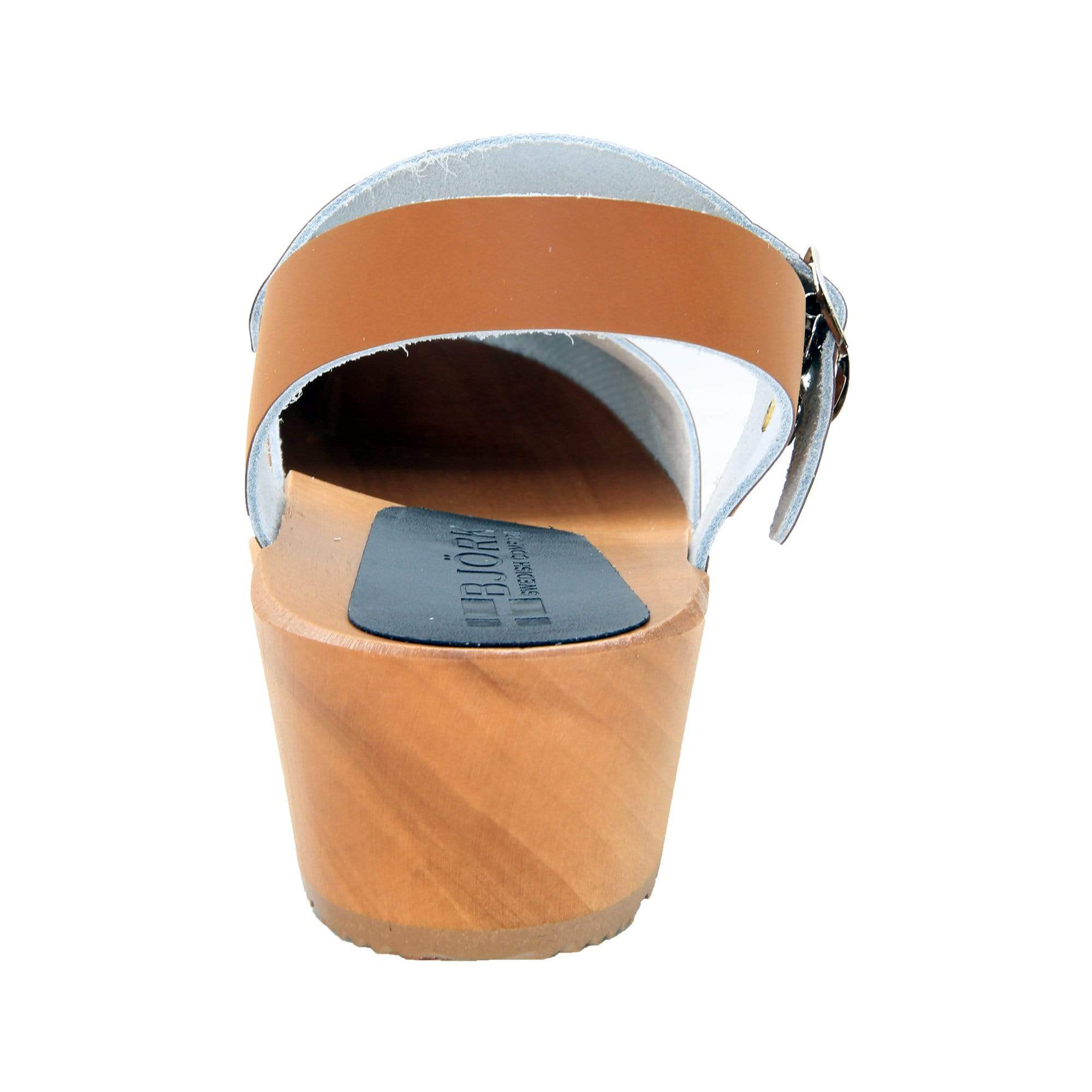 BJORK ALMA Schwedische Holzlogze Cognac Ledersandalen