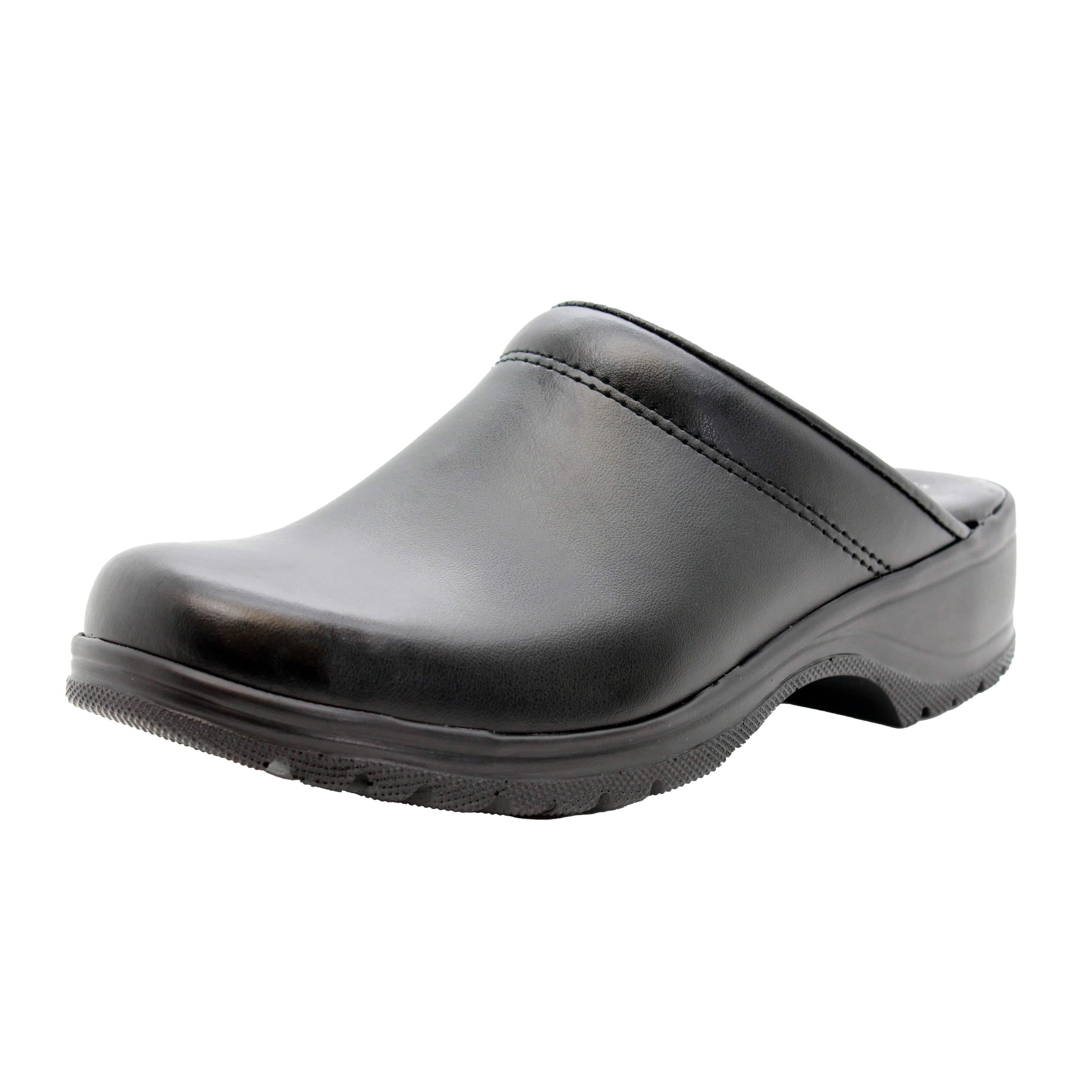 BJORK Flex Pro Open Back Black Leather Clogs - CLOSEOUT