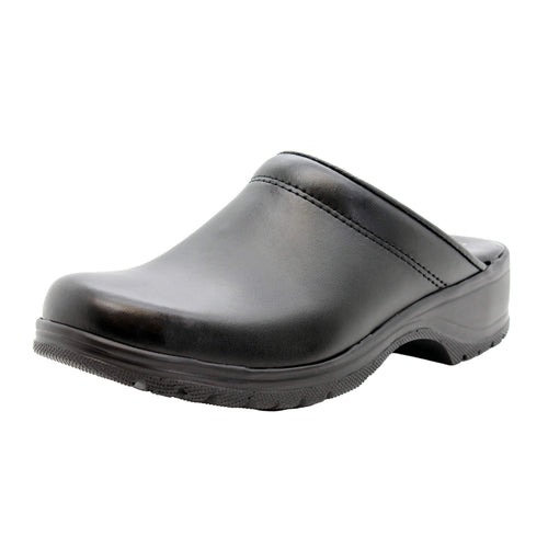 BJORK Flex Pro Open Back Black Leather Clogs - CLOSEOUT