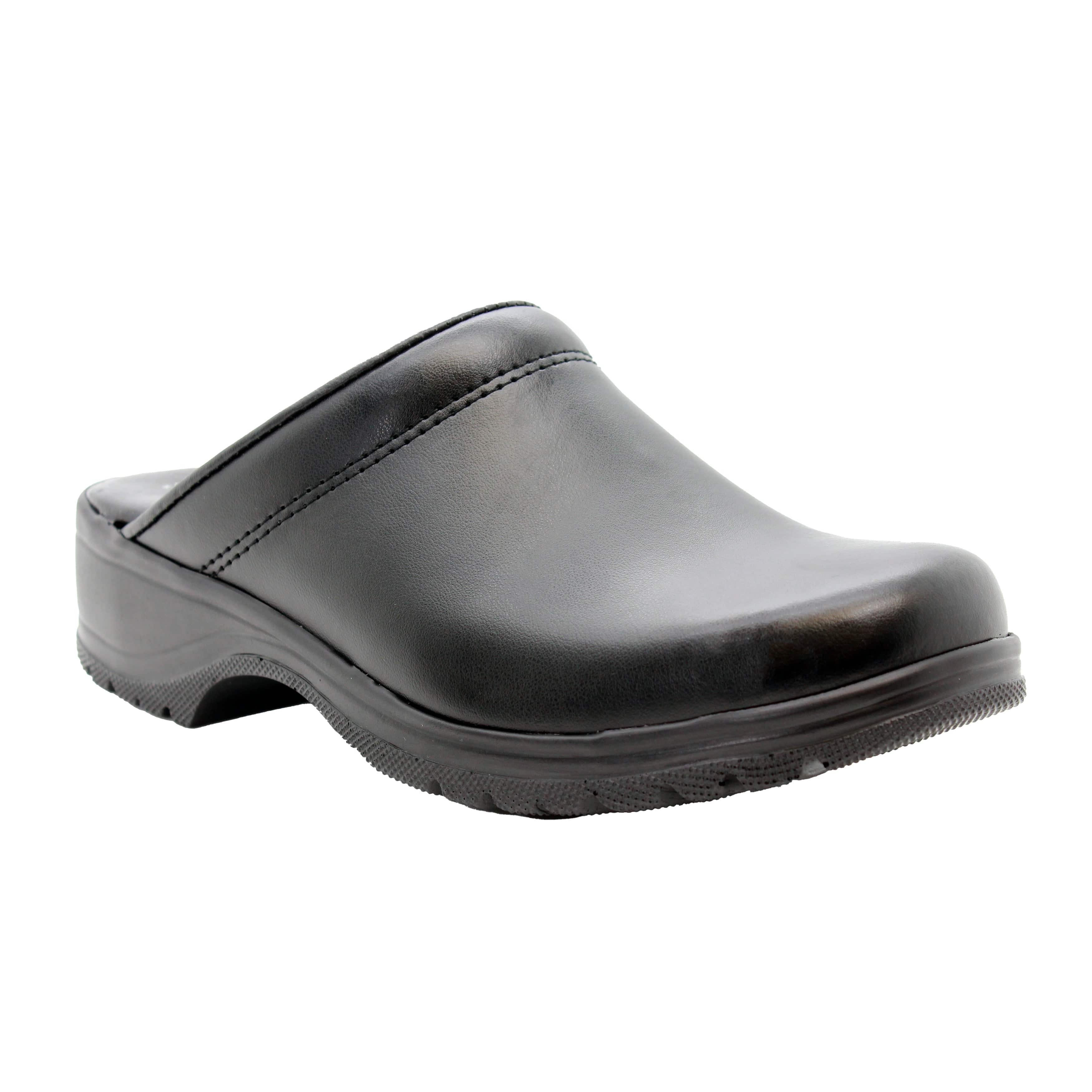 BJORK Flex Pro Open Back Black Leather Clogs - CLOSEOUT