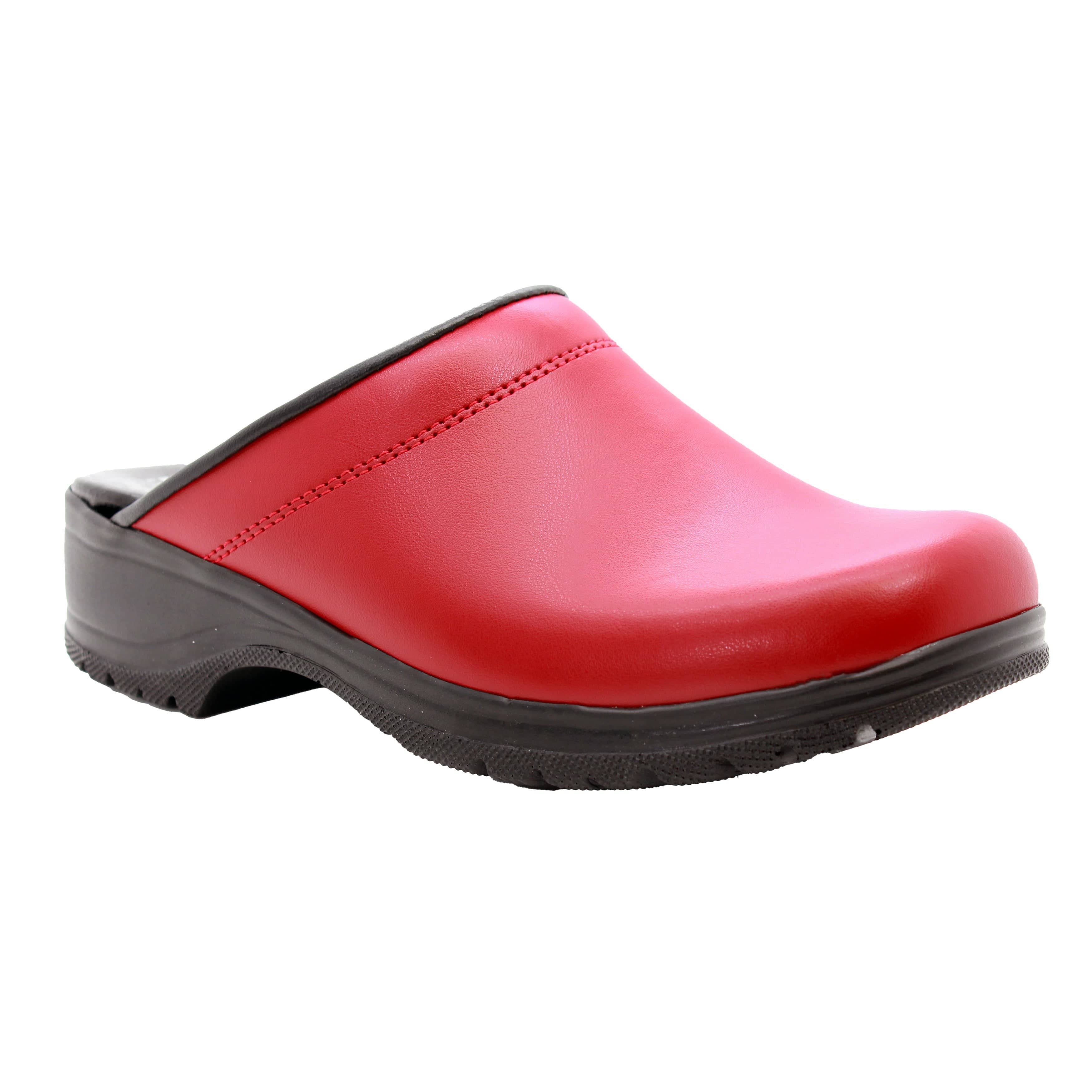 BJORK Flex Pro Open Back Red Leather Clogs - CLOSEOUT