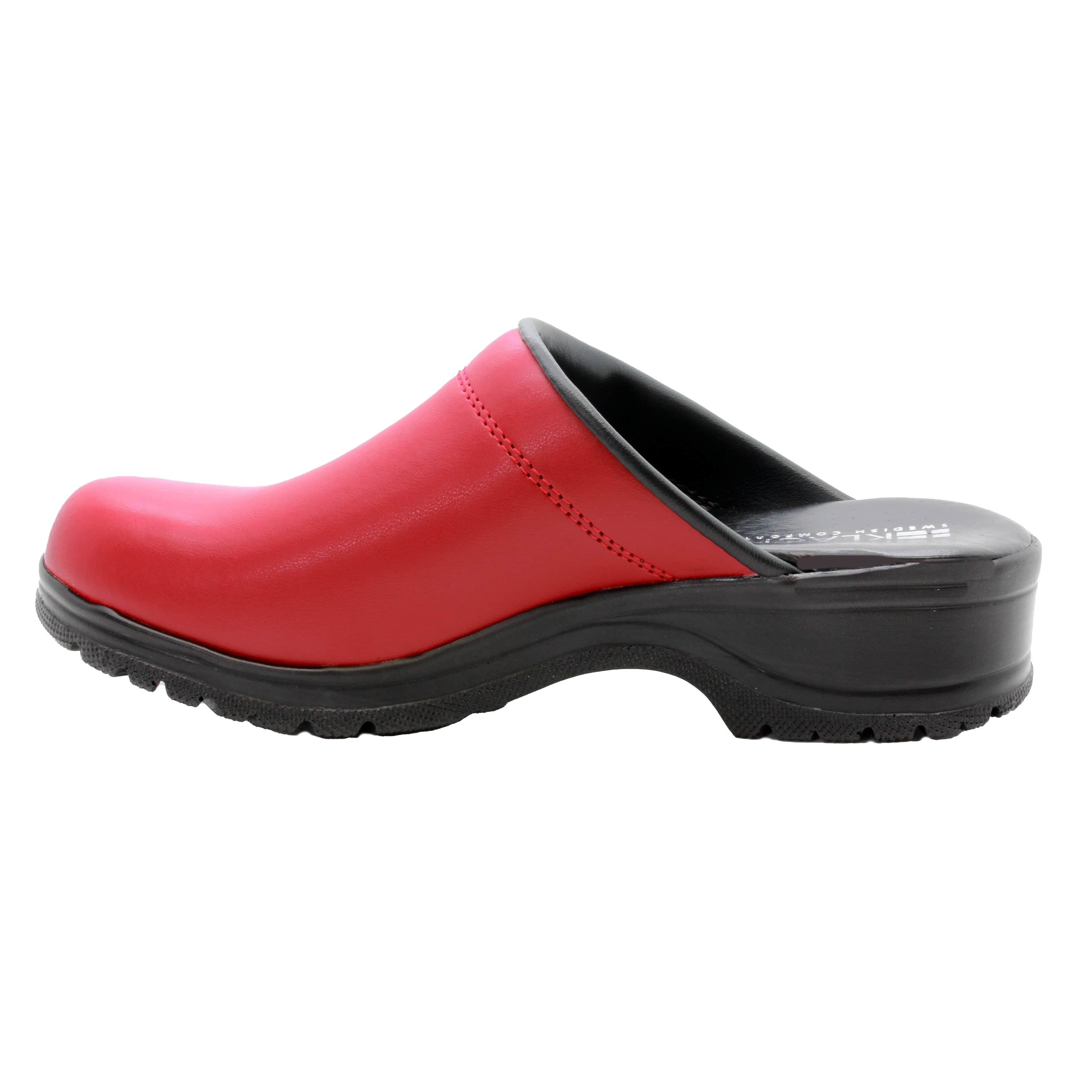 BJORK Flex Pro Open Back Red Leather Clogs - CLOSEOUT